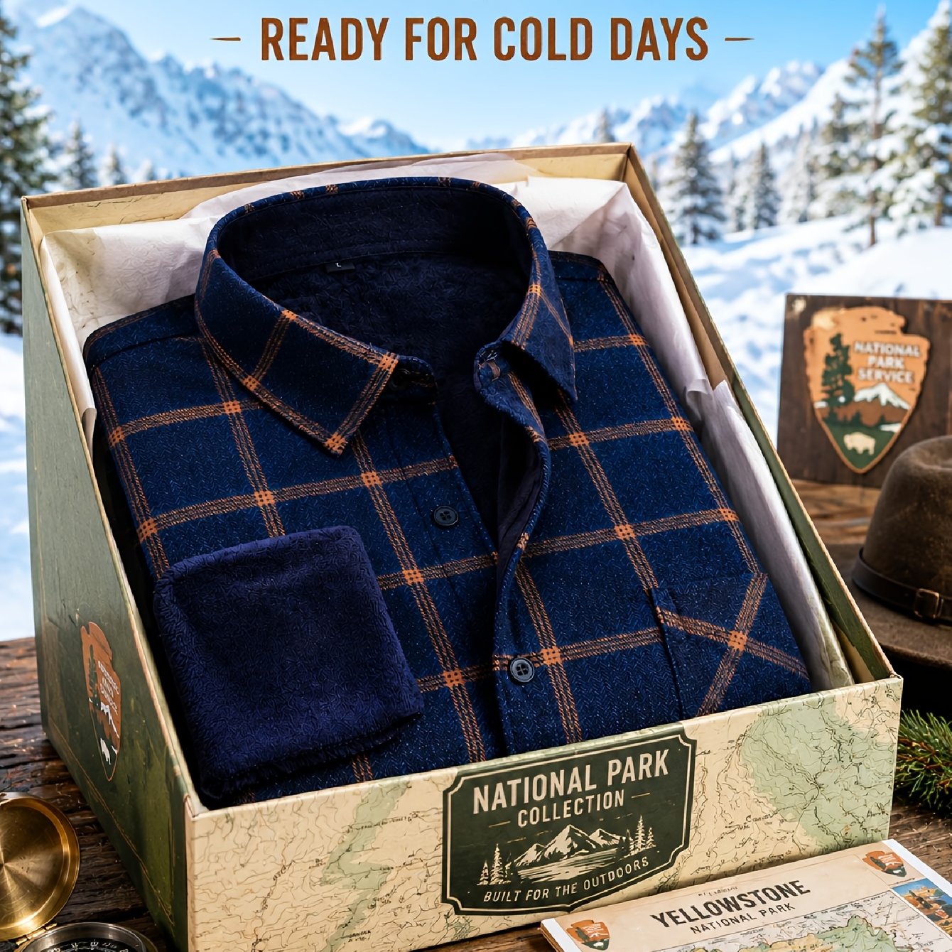 TEMU Men's Lined Shirt For Outdoor Work Camping Hiking Travel, Warm Classic Check Workwear Style, Fall Winter Regular Fit, Long Sleeve Chest Pocket