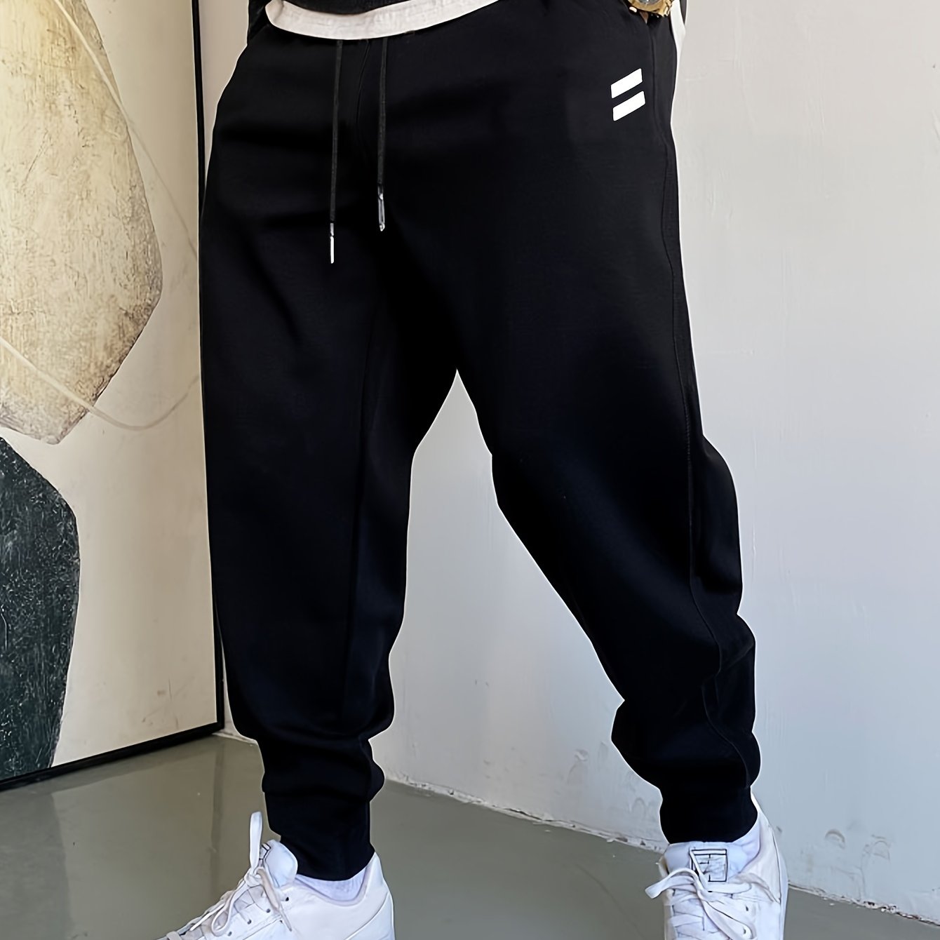 TEMU Men's Thermal Winter Jogger Pants - Loose-fit Sweatpants Suitable For Outdoor Sports, Gym & Casual Wear, Machine Washable Warm Trousers With