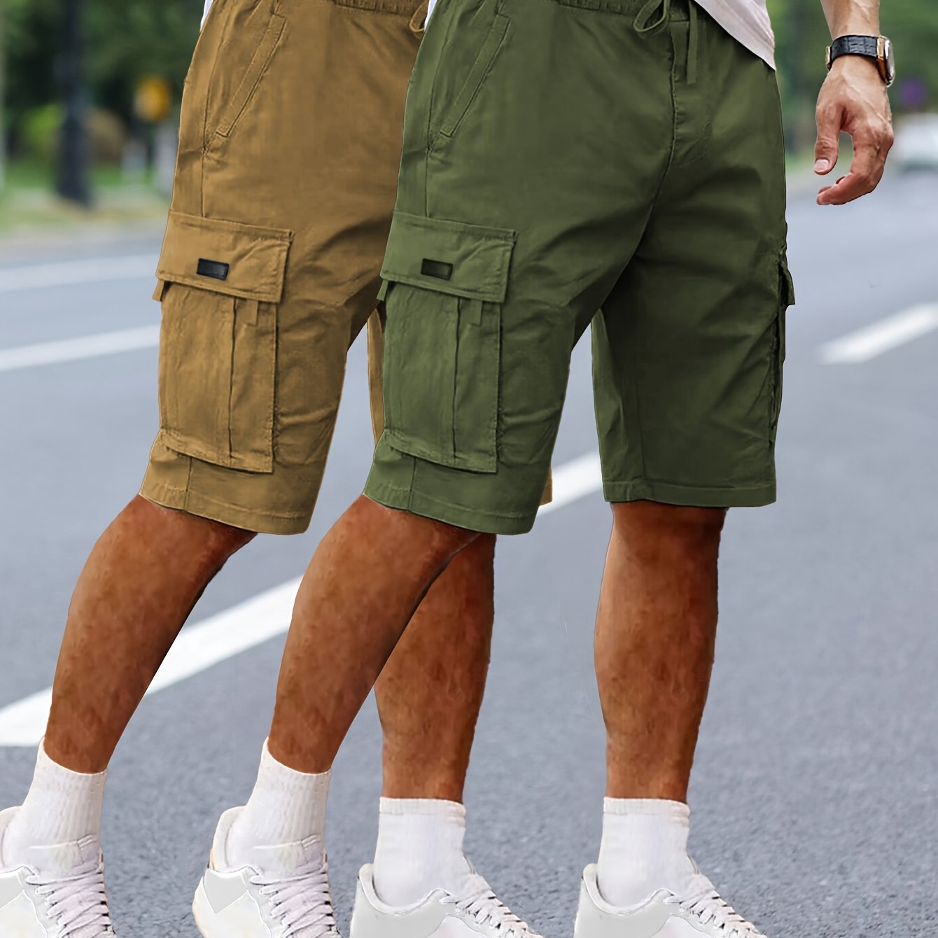 TEMU 2pcs Men's Cargo Shorts, Drawstring Waist Multi-pocket Men's Shorts