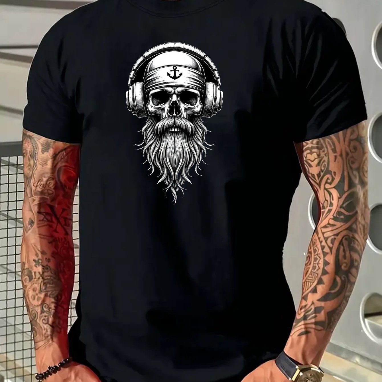 410 Men's T-shirt, Summer Men's T-shirt, Men's Sports T-shirt, Micro-stretch Knit Fabric, Printed T-shirt, Regular Fit, Micro-stretch Clothing, Pattern T-shirt, , Summer T-shirt