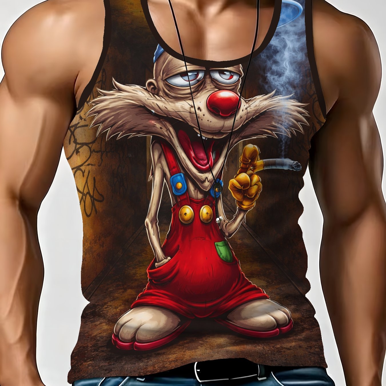 TEMU Men's Fashion Vest, Printing, Sleeveless Crew Neck Clothes, Outdoor Training Basketball Bodybuilding Mountaineering Basketball Clothing, Machine