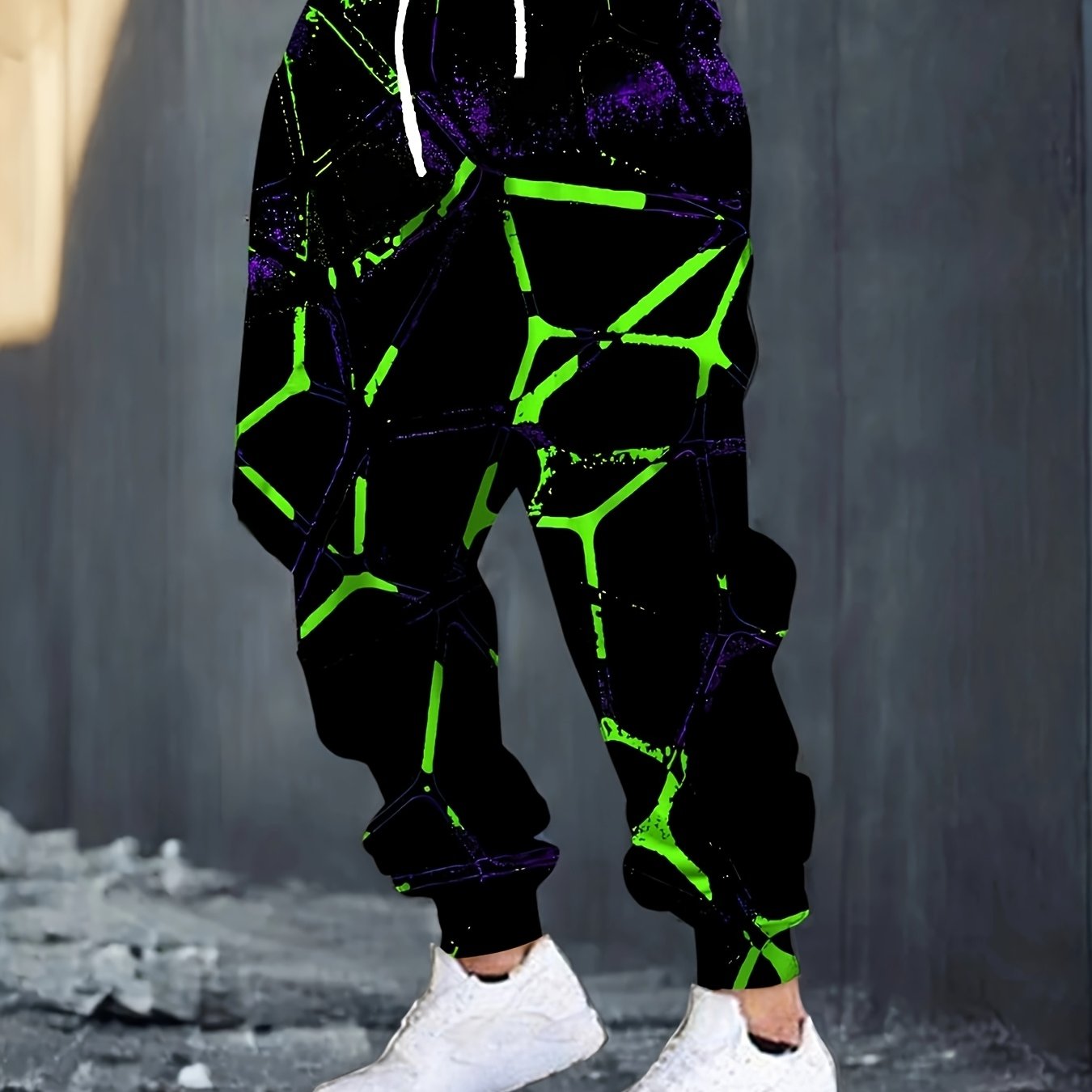 E-shop Modische Herren 3D Bunte Grüne Muster Druck Jogginghose mit Kordelzug , Stilvolle für Zuhause Casual