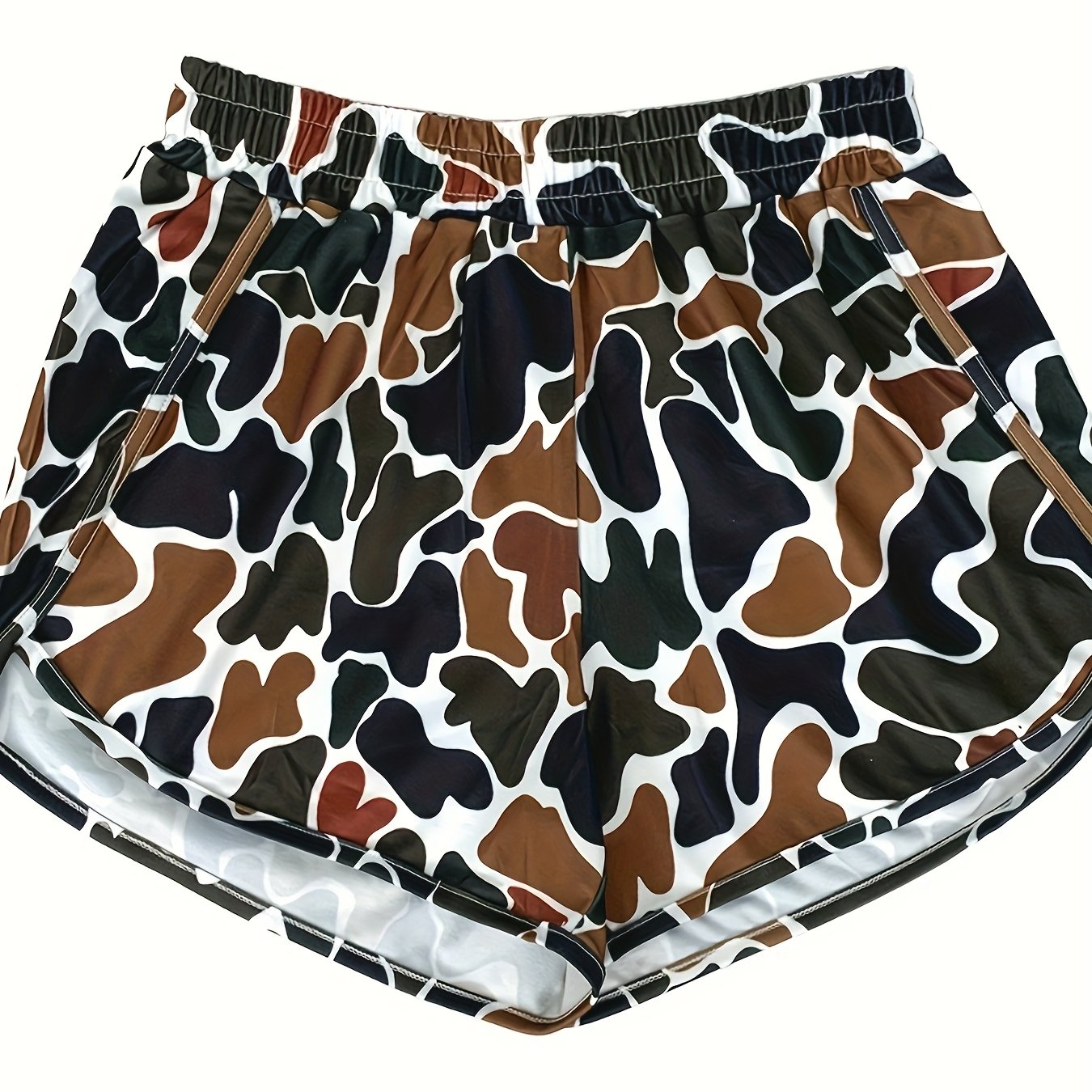 TEMU Leisure Style Green Shorts Made Of Durable Polyester Fiber Fabric, With A Drawstring And Elastic Waist Super Comfortable. A For Strolling In And Relaxing At Home And Summer