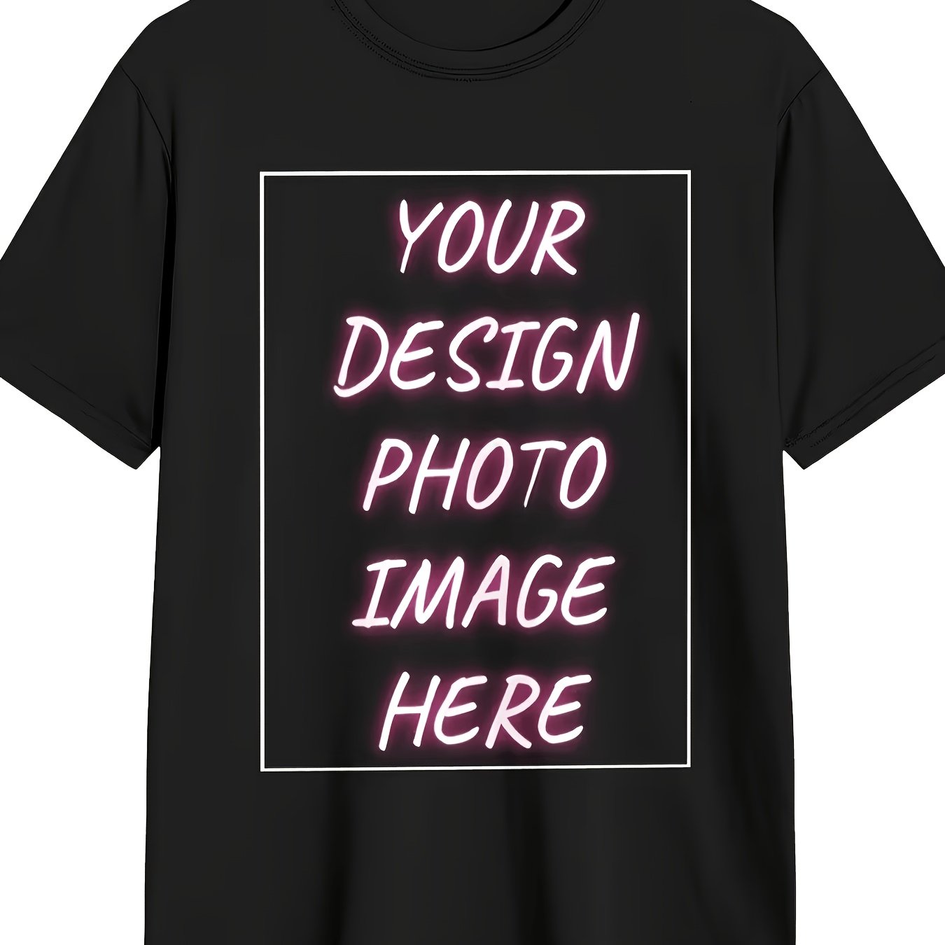 Image of Plus Size, Oversized Custom T-shirt Personalized Print Plus Size Tee Pure Tshirt - Add Your Image - Men Women Adult Size - Solid Crew Neck Short Sleeve Tee Soft Comfortable Casual Trendy Swear