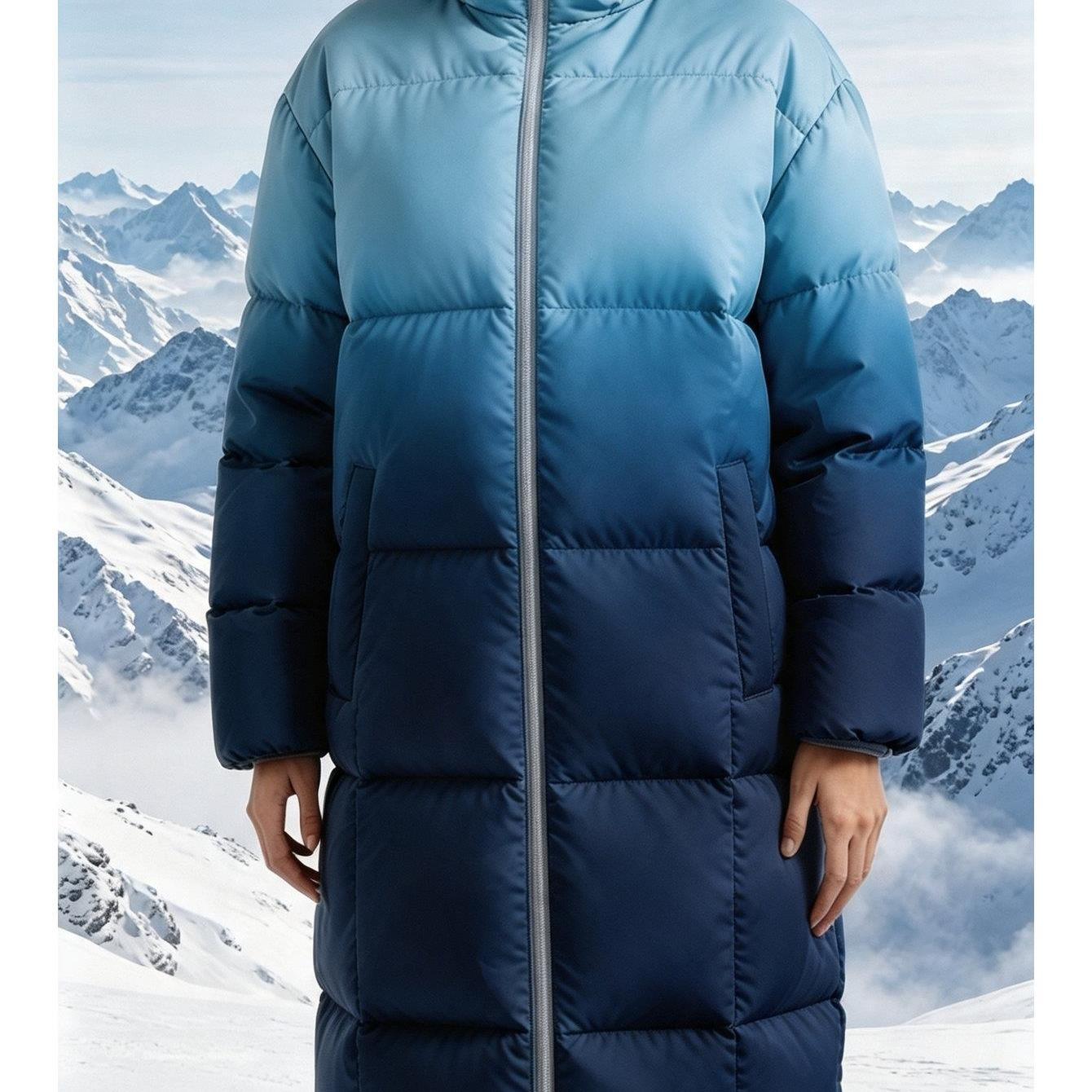 Image of Plus Size, Women's Plus Size Long Winter Puffer Jacket, Trendy Print Hooded Warm Outer For Cold Weather -preserving And Practical For Outdoor And Indoor Use