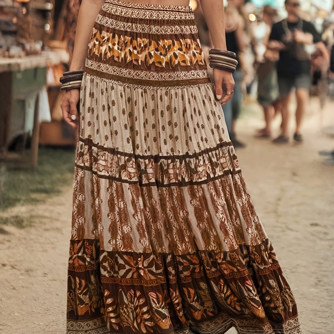E-shop Frühlings-/Sommer-Damenmode Ethno-Print-Rock, Urlaubsstil geeignet für Partys Strandausflüge, Sommerrock