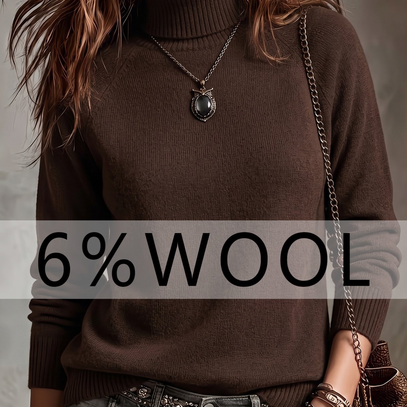 TEMU Women's Fall Winter New Wool High-neck Pullover Warm Sweater, Daily Casual Wear