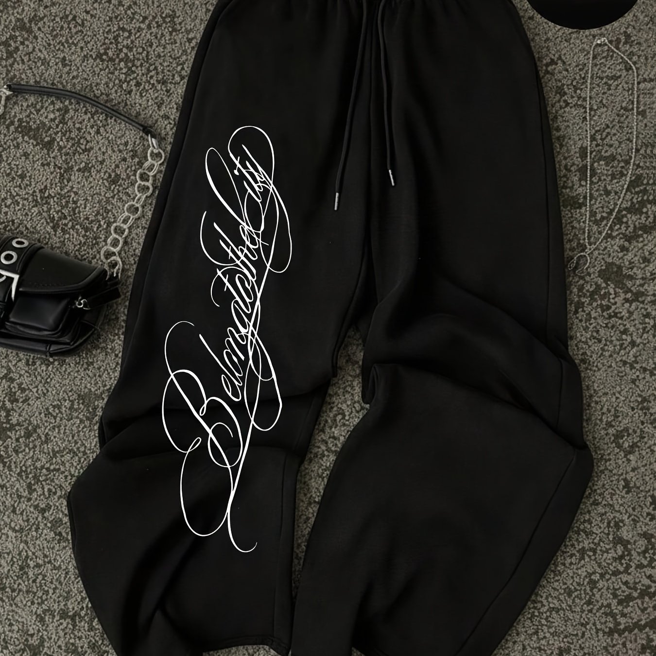 TEMU Women's Casual Long Pants, European And American Ins-style Vintage Elegant Design With A , Fun, And Minimalist Dark Gothic Style. Features