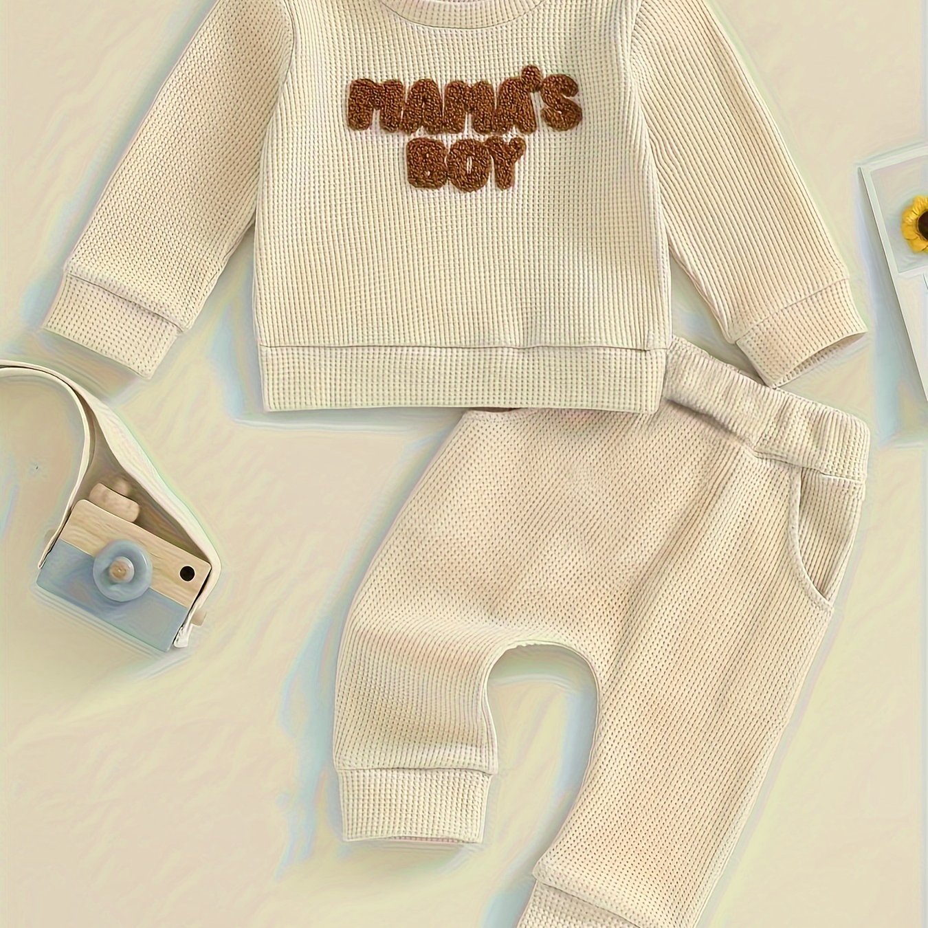 Boys' Sporty Letter- Upper & Plain Pants Uniform Suit - Long Sleeve Round Neck Blouse For Spring/fall, Machine Washable Casual Wear Suitable For Events & Everyday Outfits, Perfect For Outdoor
