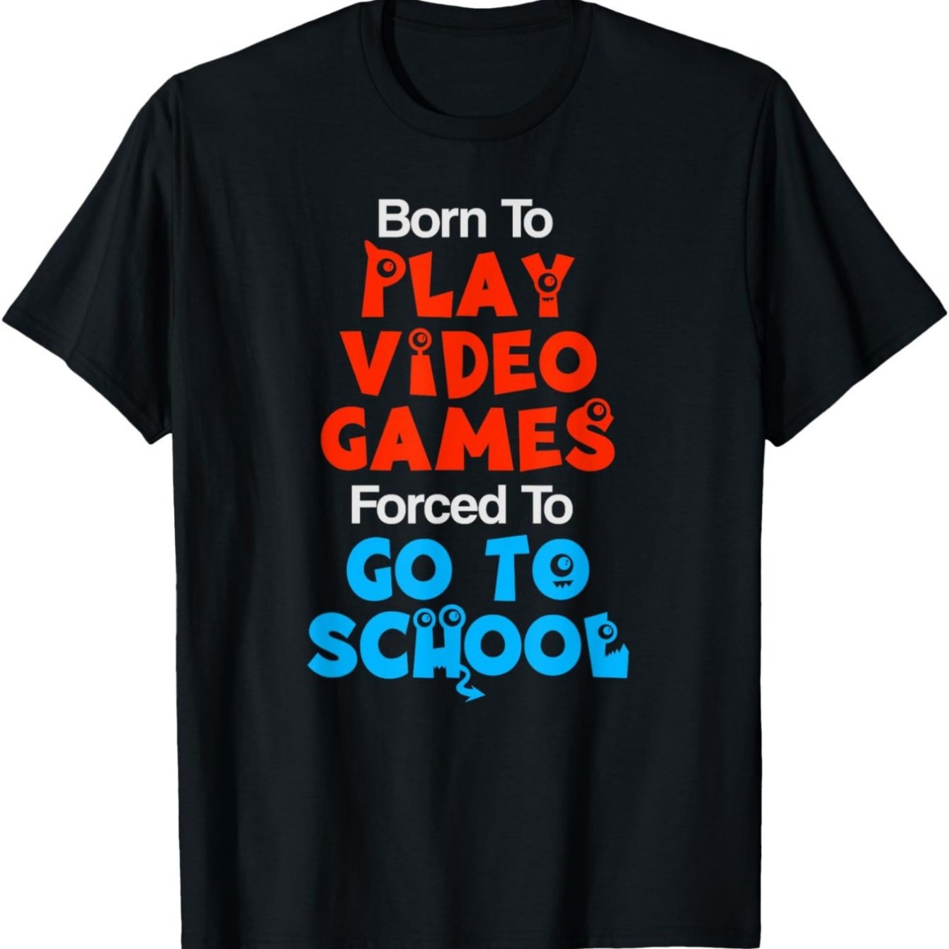 TEMU Men's Funny Video Game Graphic T-shirt - Video Games, Forced To - Black Crew Neck Tee With Game Controller Design - Stretchy Casual