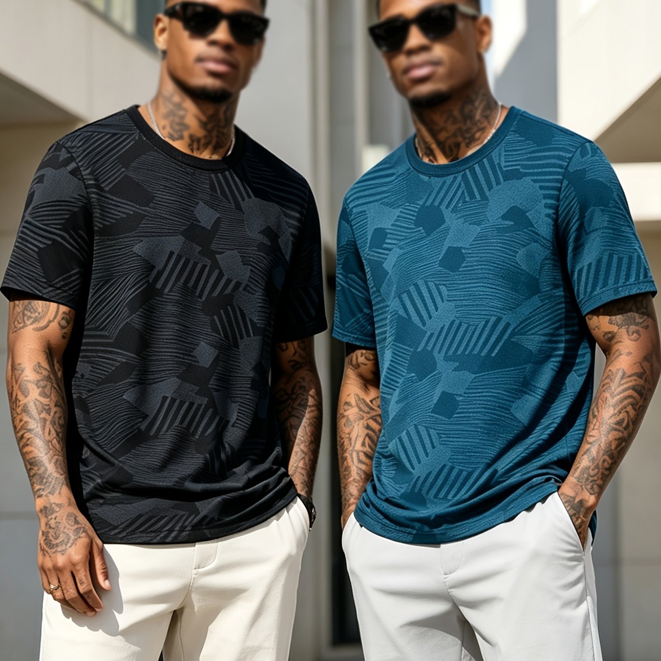 TEMU 2pcs Men's Plus Size Short Sleeve T-shirt, Solid Color, Large, Loose Fit, Crew Neck Top, Summer Outdoor Casual Commuting Half Sleeve, Plus Size,