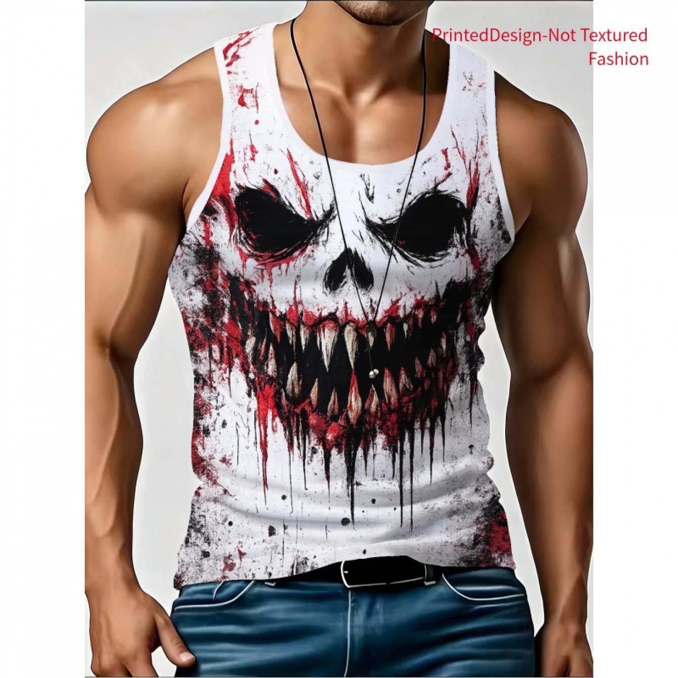 TEMU Men's Sleeveless Shirt - Printe Esign-not Texture Athletic Tank Top, Breathable Round Neck Gym Vest Suitable For Basketball, Fitness, Outdoor &