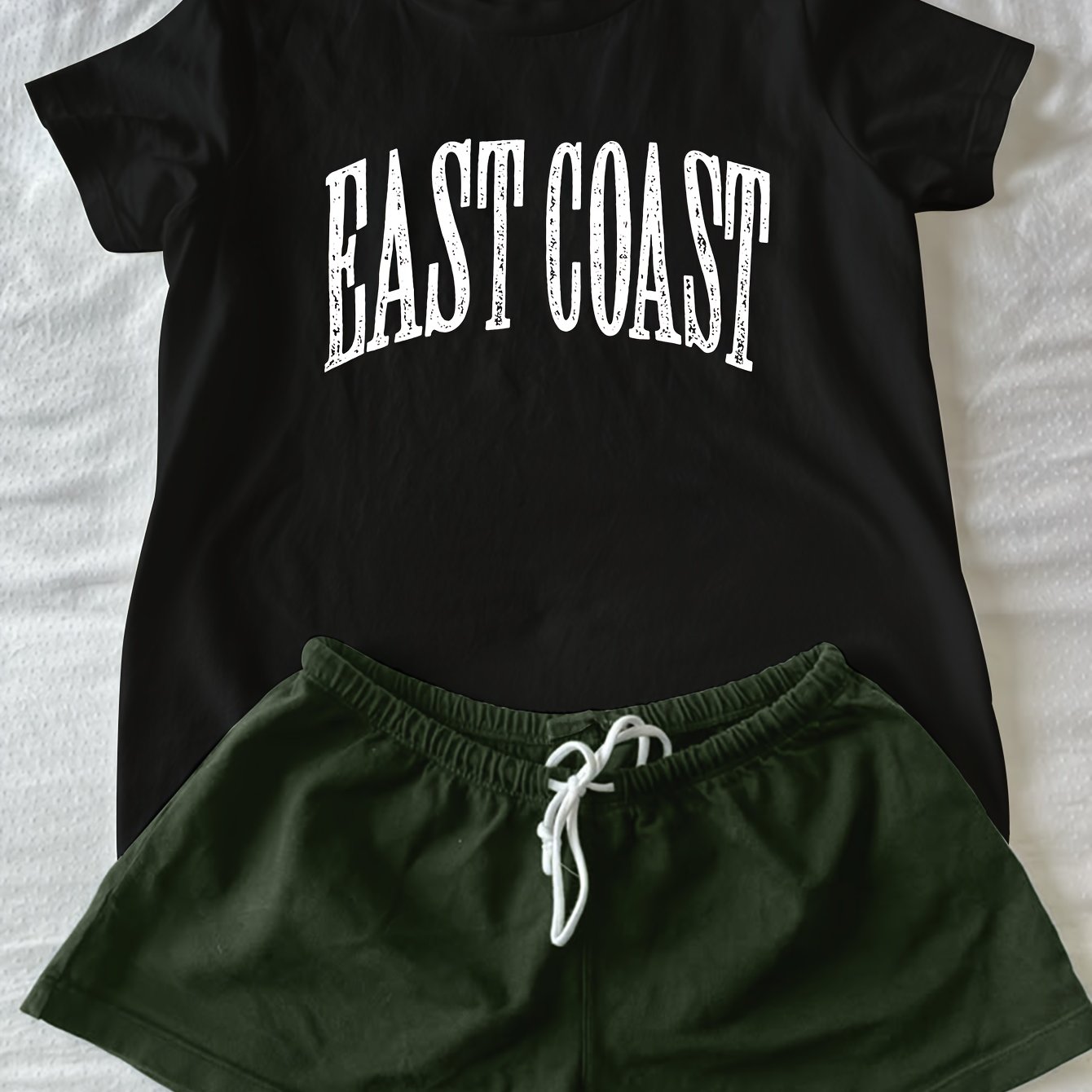 TEMU 2079-women's Top Casual Loose English Letter Print Summer New T-shirt Top /no Bottom - Wzh707