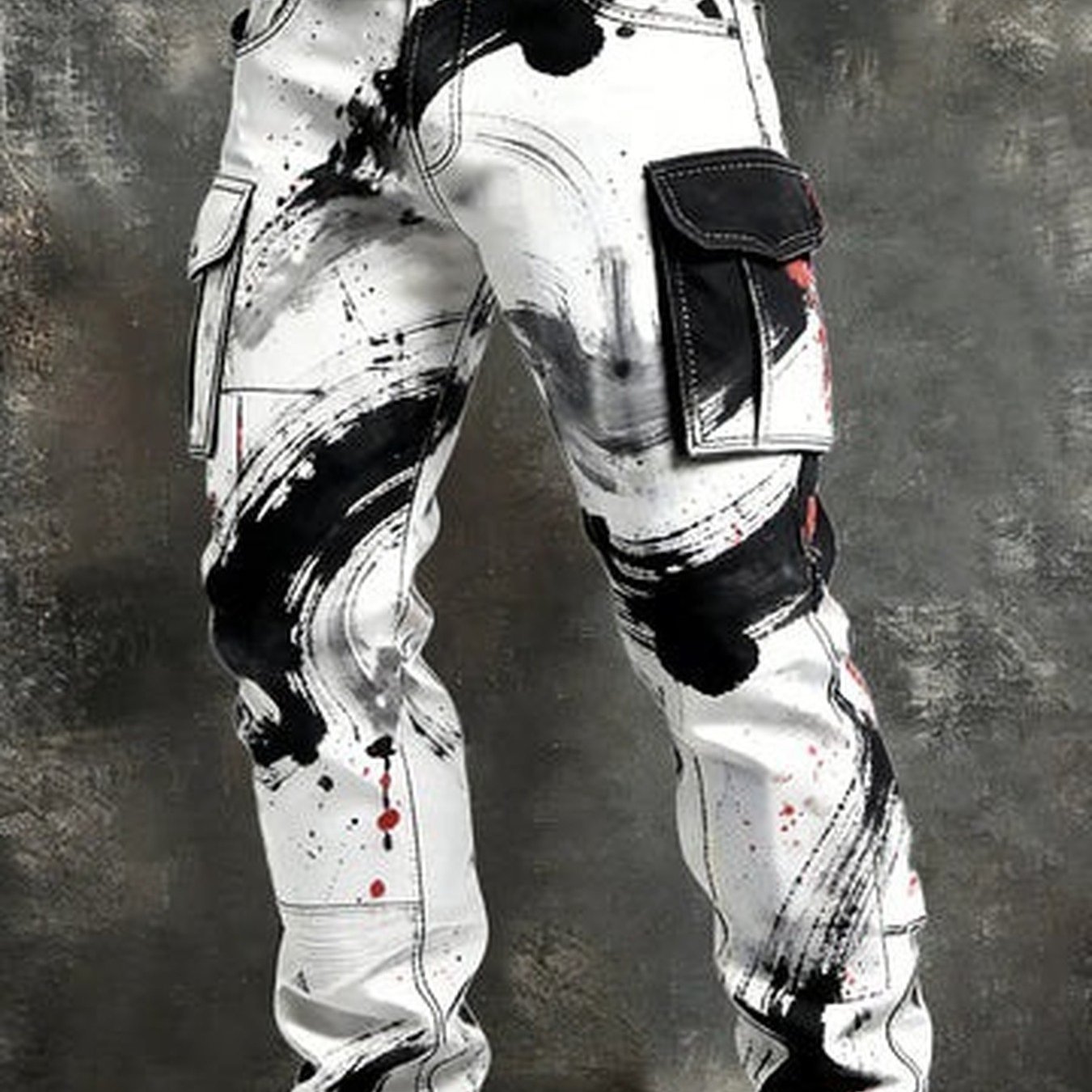Image of Brand-'s (belts Not Included) Multi-pocket Punk Retro Overalls 3d Printing, The Fabric Is Comfortable, Breathable And Wear-resistant, Men First