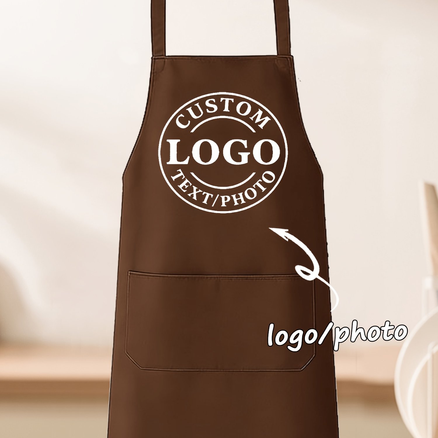 TEMU 1pc Custom Name Personalized Polyester Apron - Adjustable Bib Apron, Multi-, Styles, Orange, Suitable For Restaurant, Holiday Gift, High-quality
