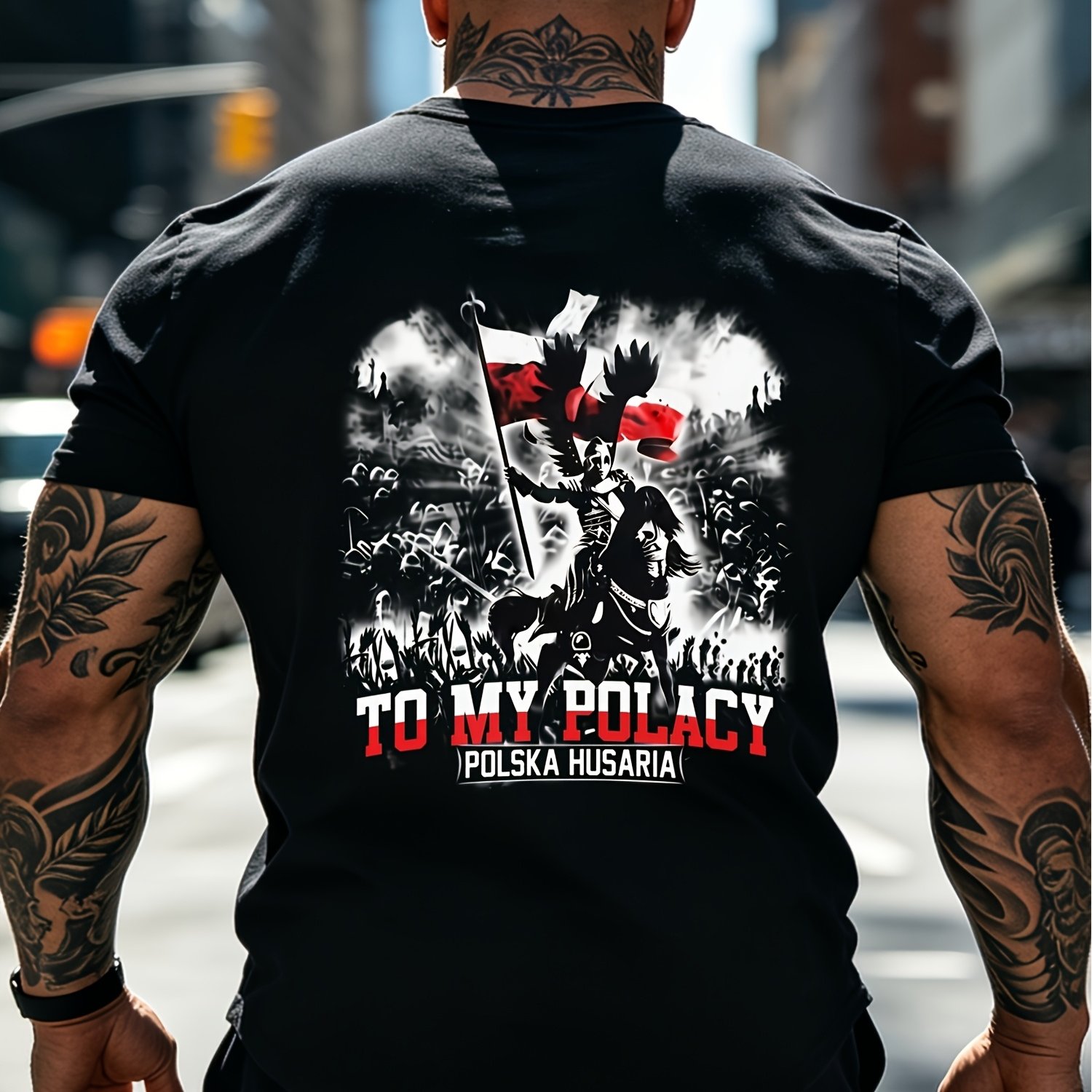 Image of Polish Husaria Polish Winged T-shirt Crew Neck Short Sleeve Casual -season Wear Sizes S-3xl