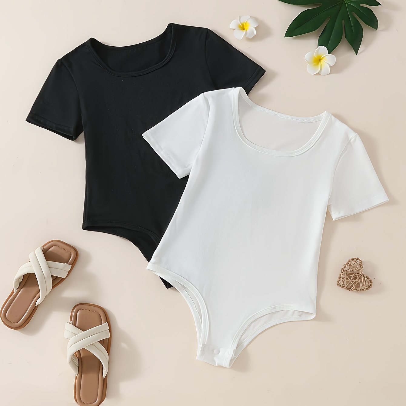 Image of Girls' Square Neck -fit Bodysuit And Jumpsuit