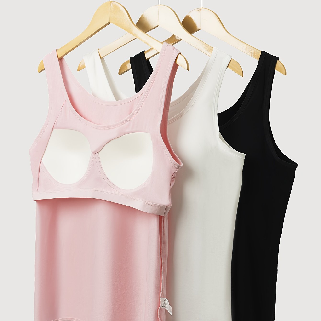 TEMU Plus Size - Plus Size - Women's 3pcs Modal Set With Built-in Bra Camisole, One-piece Style, Plus Size, Peek-proof