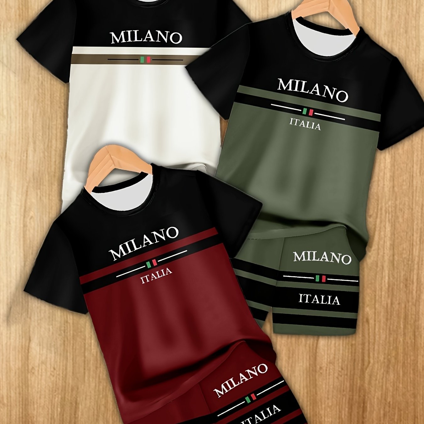 Image of 6pcs Set, Boys Printing Casual Short-sleeved Shorts T-shirt Spring And Summer Thin Jumper Short-sleeved Shorts, Boys Outdoor Sports Top With Shorts Set, Perfect For Outdoor