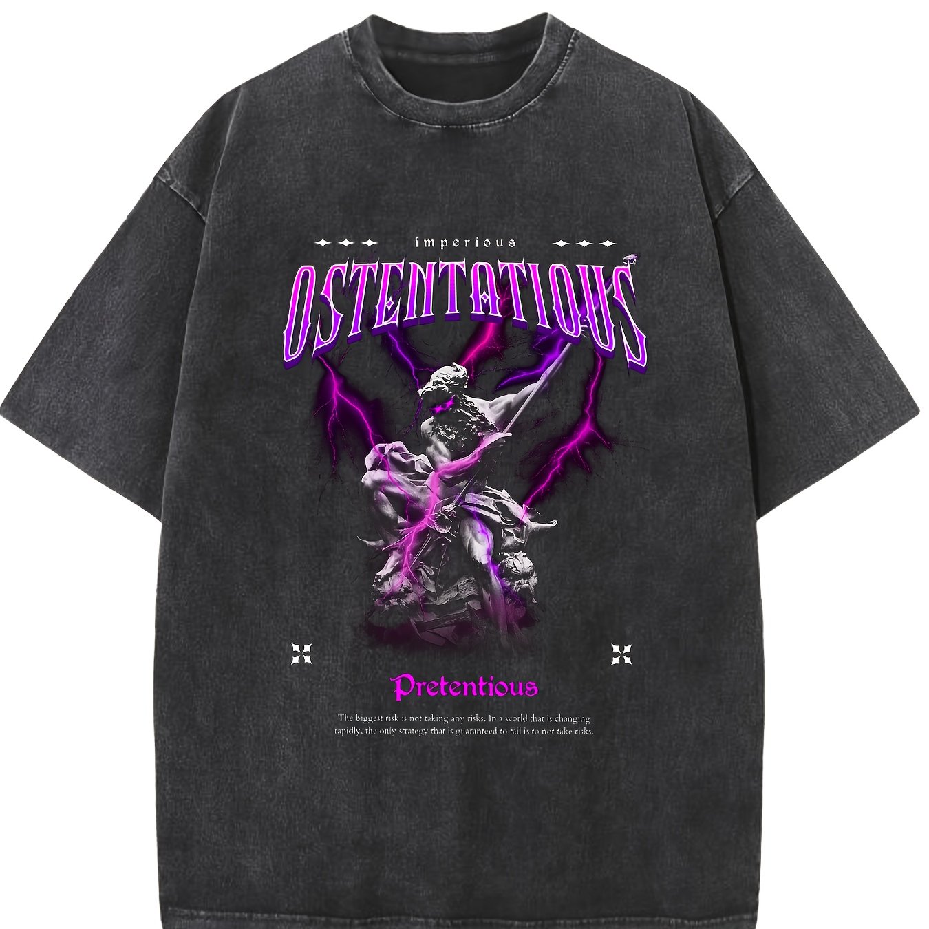TEMU Ostentatopus Me Oversized Cotton Solid Drop Shoulder T Shirts For Men Vintage Streetwear Basic Tees Baggy Hip Hop Unisex Tops Tshirt