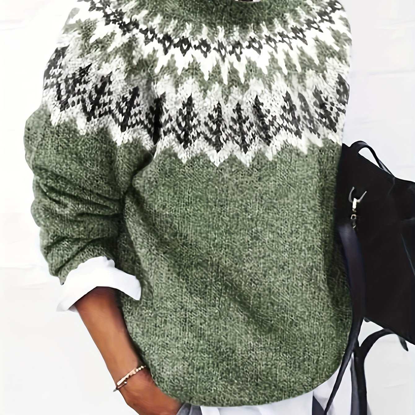 Fashionable Women's -block Long Sleeve Pullover Sweater