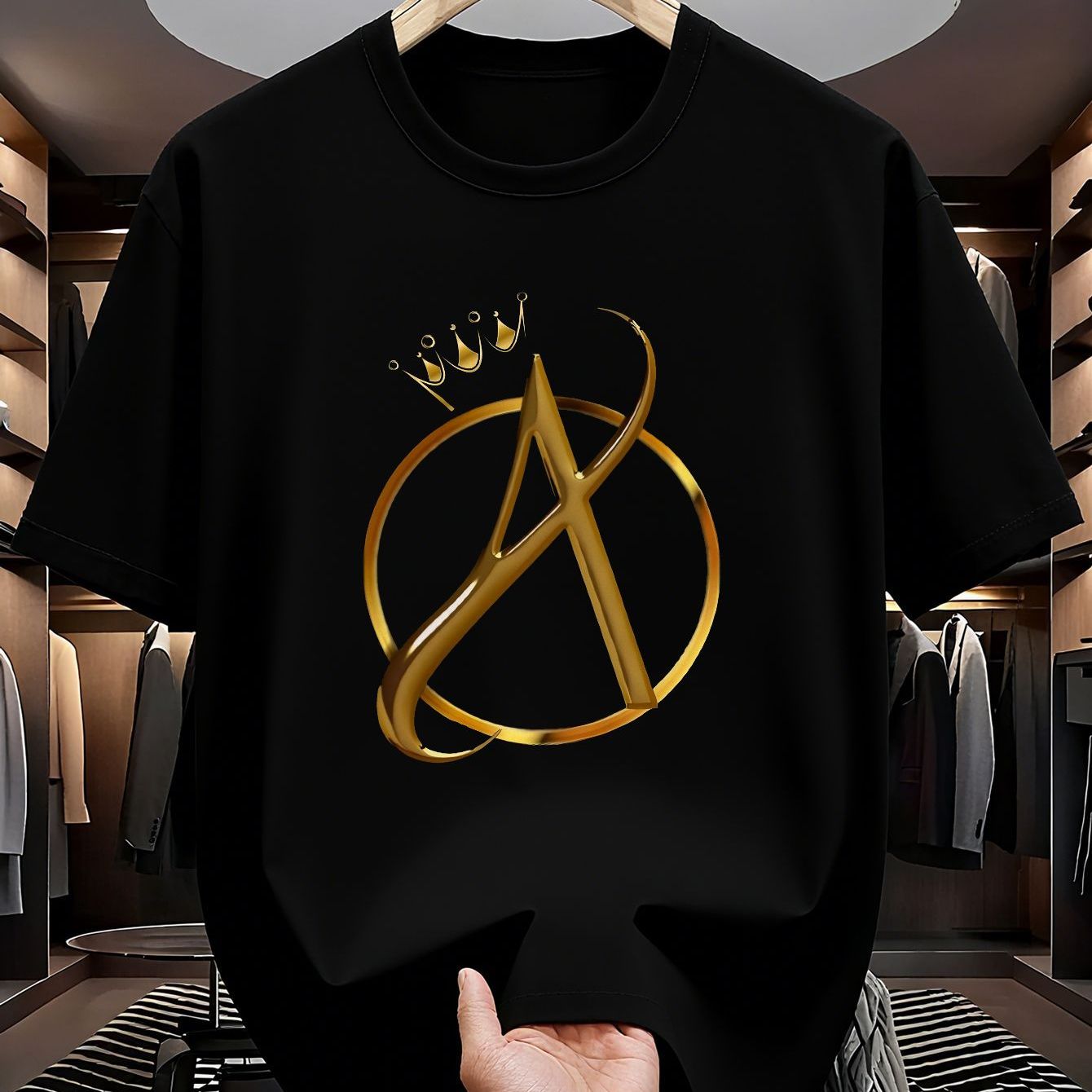 TEMU Crown A Royal Tee | Golden Majesty Graphic | Luxe Street Style | Quick- Fabric | Statement Top