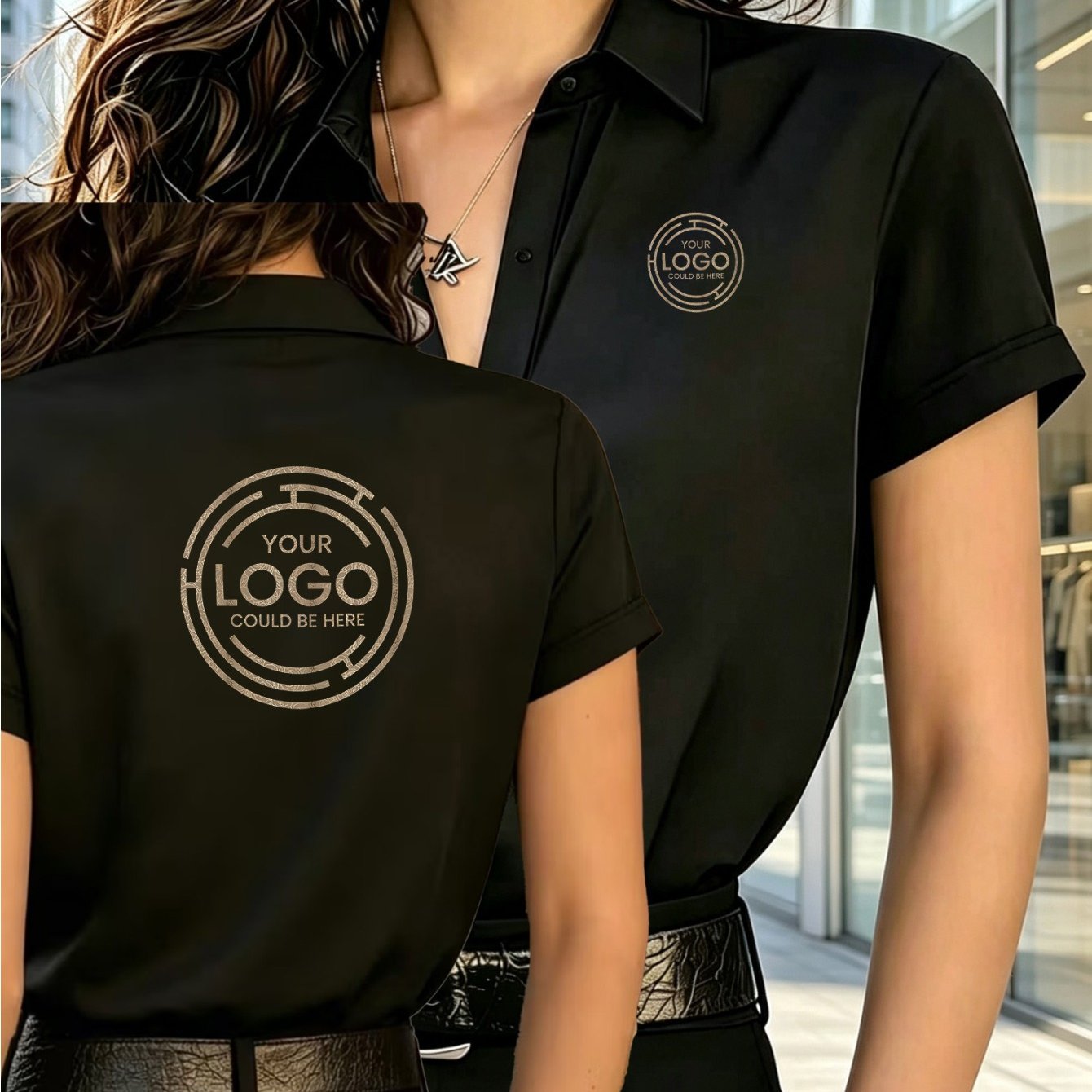 TEMU Women's Elegant Casual Fashion Short-sleeve Shirt With Custom Logo, Suitable For Daily Wear, Vacation, Outdoor , And Versatile Casual Occasions