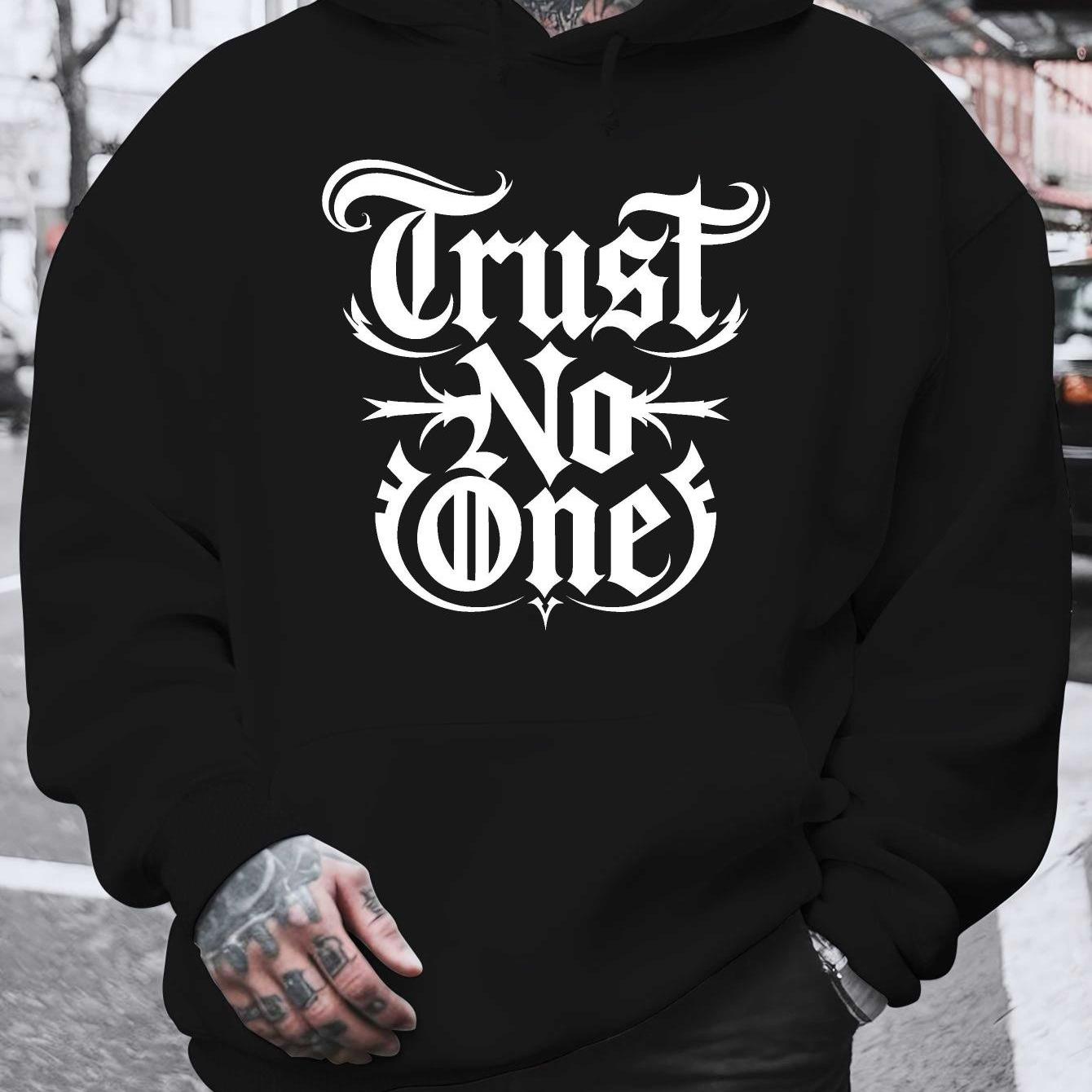 TEMU Mens No 1 Graphic Hoodie - Red Plush Pullover With White Lettering, Casual Long Sleeve Hooded Sweatshirt For Fall & Winter, Statement Piece,