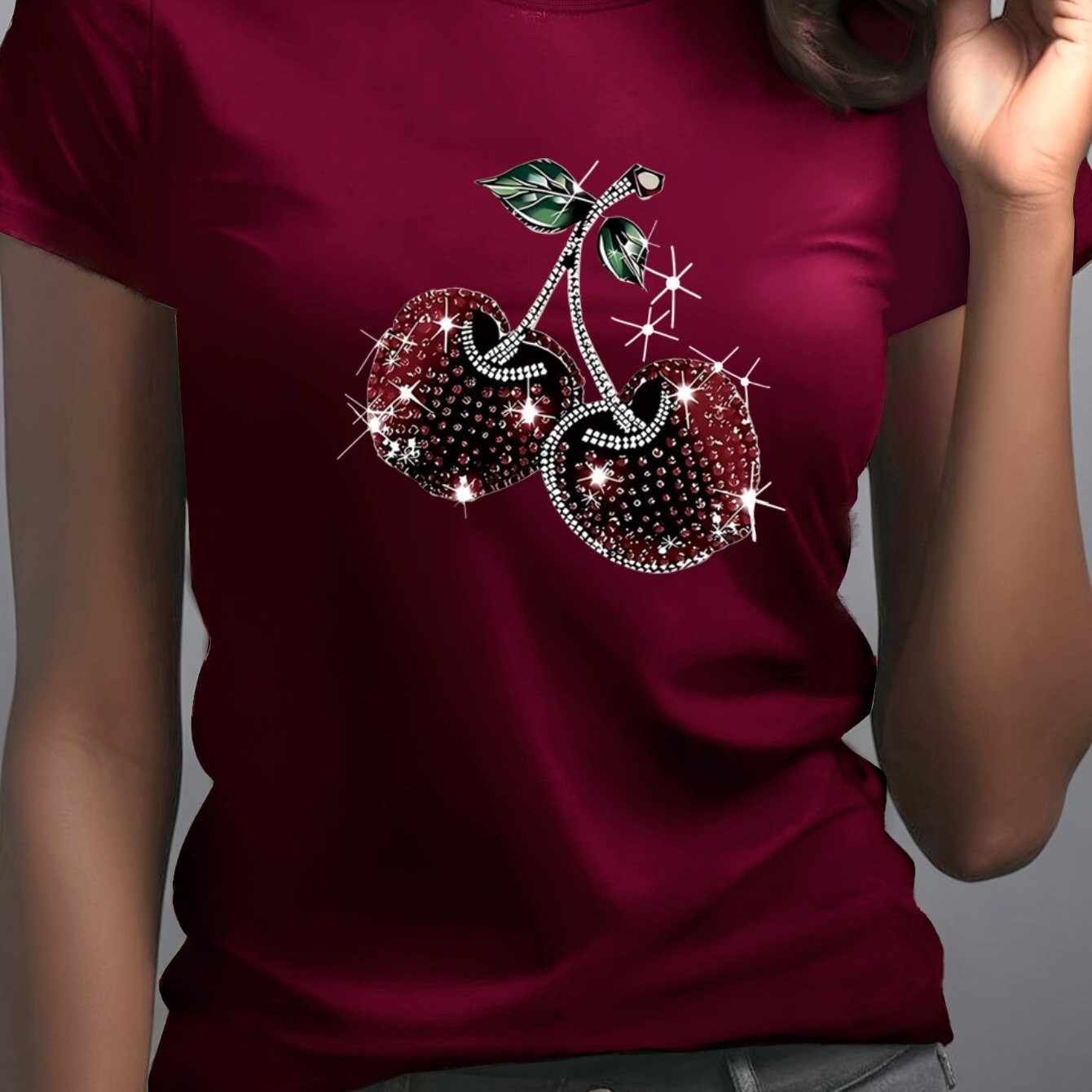 TEMU Women's Exquisite Print T-shirt - Women's Summer Clothing, Fashionable Print, Breathable And Comfortable, Round Neck Women's Tee, Soft Fabric,