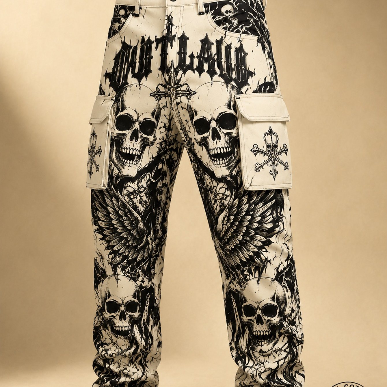 Image of 2026 Men's Fashion Cotton Work Trousers (beltless) - Casual Versatile Mens Casual Trousers With Edgy Skull Design And Print For A Statement. Perfect For Cool, Casual Days Or Creative S