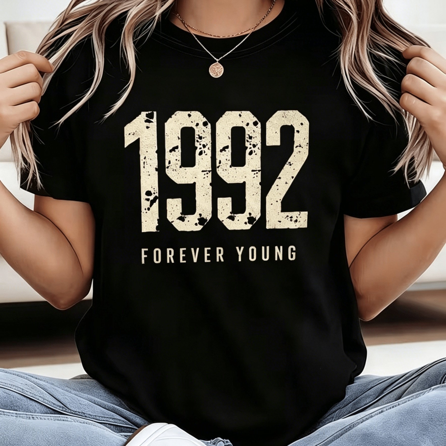 TEMU Number Print T-shirt Women 1992 Vintage Graphic Tee Top