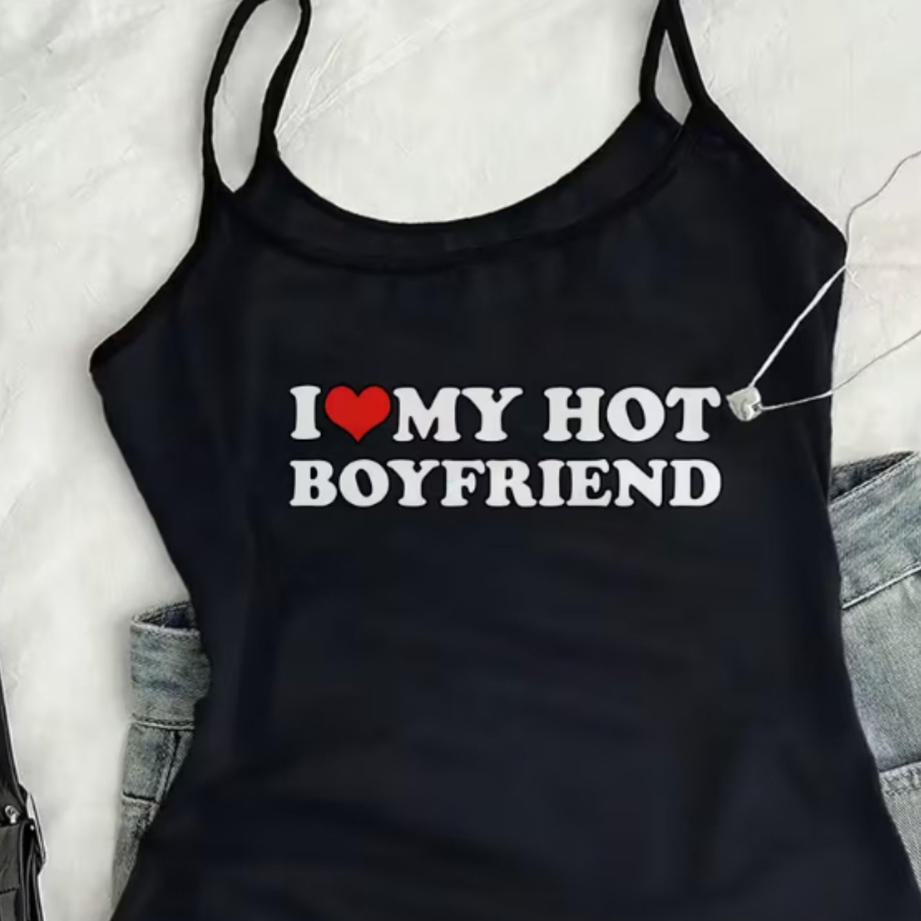 Image of Red Heart I Fashion Women's Crop Cami Top, Summer Versatile Backless Cami Top, Women's Versatile Top
