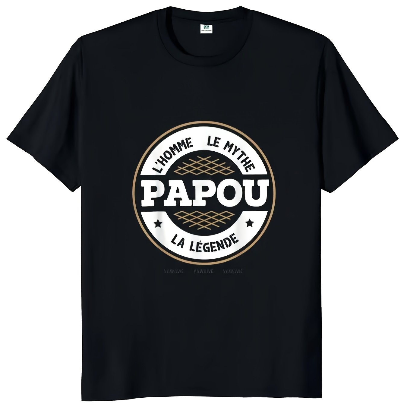 TEMU T-shirt Papou Rétro Texte Français Amusant Cadeau Unisexe Décontracté Manches Courtes avec Lettres Papou et Phrases Parfait pour Activités de