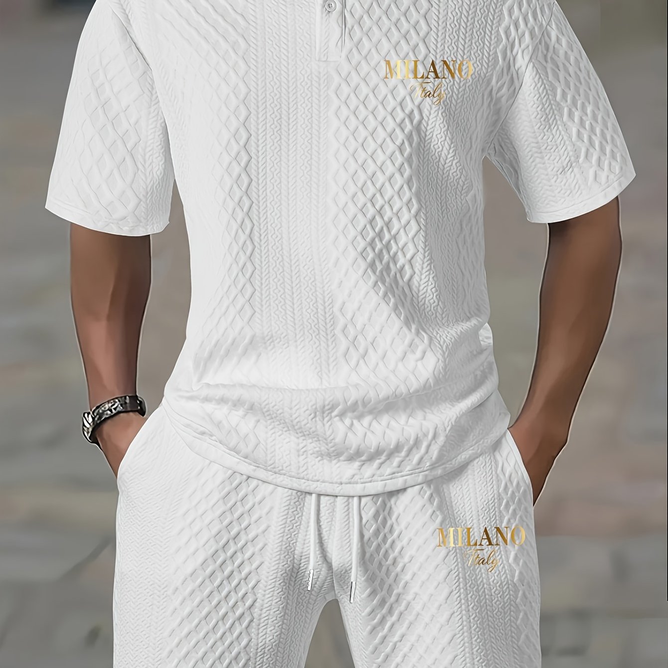 TEMU Ensemble décontracté pour homme : polo imprimé à manches courtes et short, tenue confortable pour et en extérieur