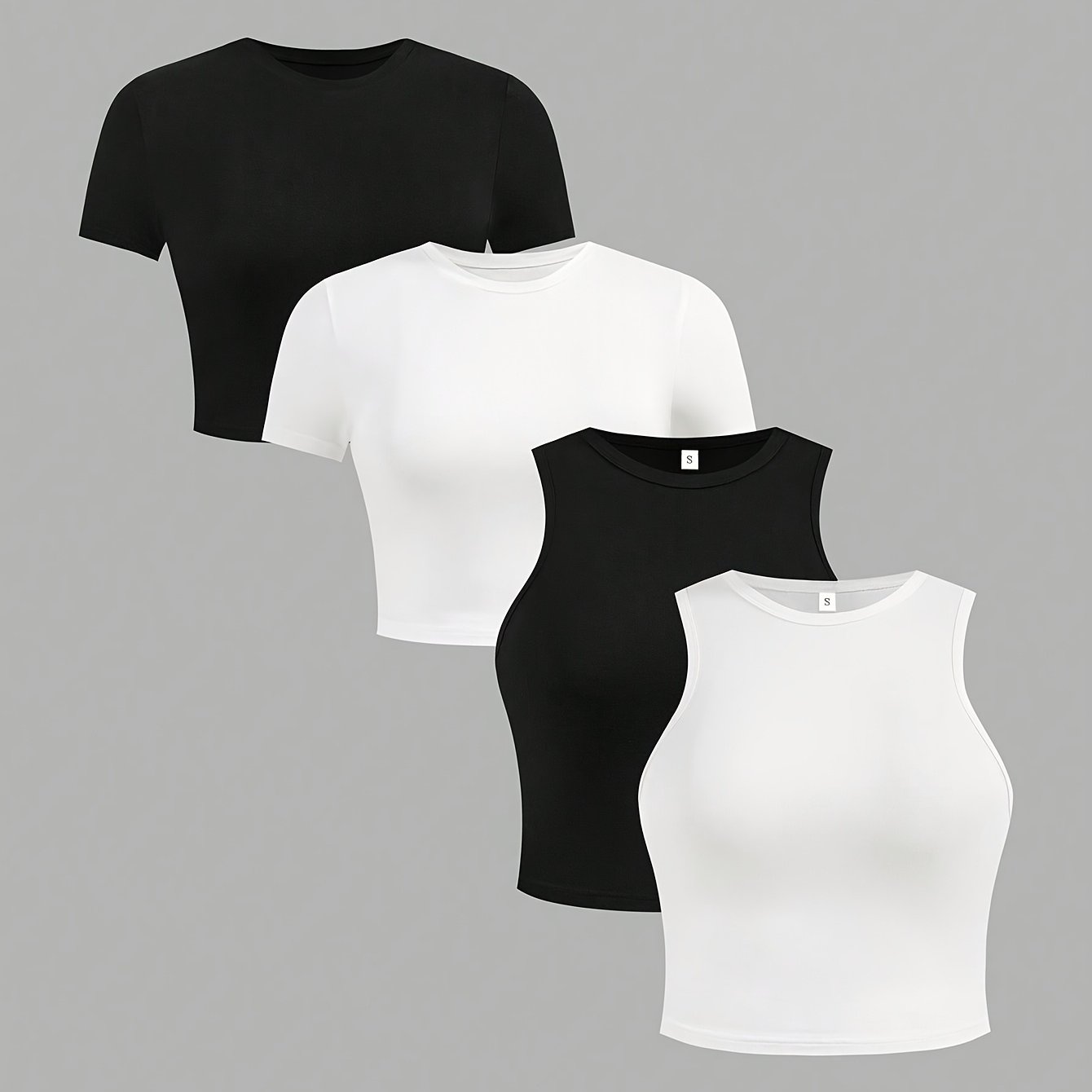 TEMU Women's Vest Clothing Women's Short Sleeve T-shirt Slim 4pcs Set