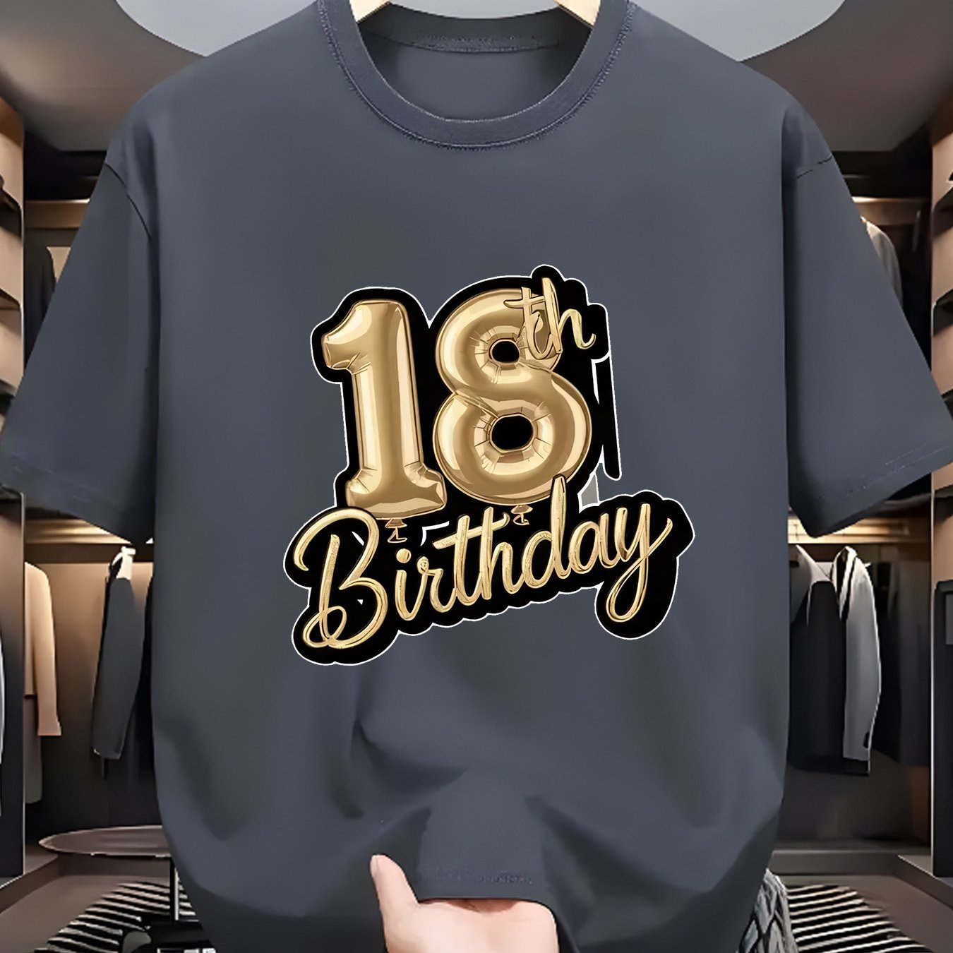 TEMU Spring/summer Fashion Men's Casual Sports T-shirt, 18th Birthday 