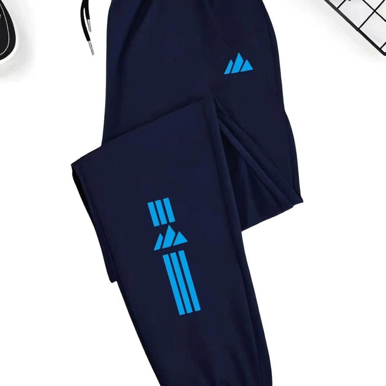 TEMU 's Casual Jogger Pants With Elastic Waistband And Drawstring, Polyester Fabric, Printed Pattern, Side Pockets, And Stretch - Stylish Athletic