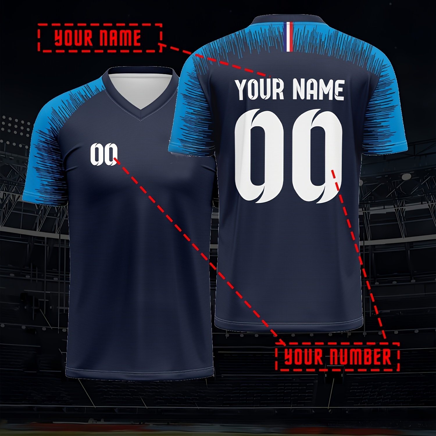 TEMU Maillot 2026 Personnalisable - Col en V Imprimé, Confortable et Respirant, Logo Personnalisé et Nom/Numéro Personnalisé, Uniforme de Football de