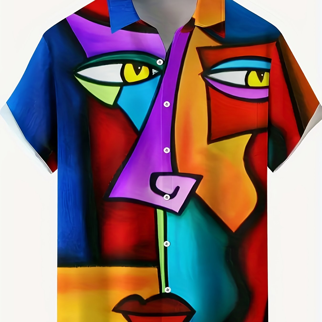 TEMU Men's Plus Size Casual Shirt, Made Of Lightweight Non Stretch Fabric In Summer, With A Regular Up Collar, Suitable For Vacations, Parties, And