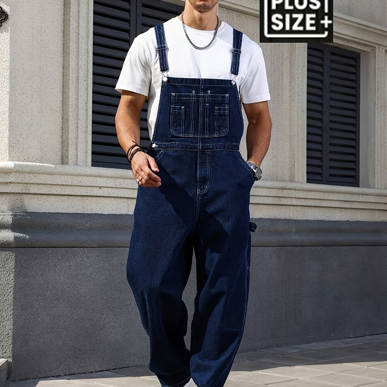 [HME] Ameriški priložnostni moški denim kombinezon, Ameki retro dizajn, klasična temno modna in vsestranska, delovna oblačila z več žepi,
