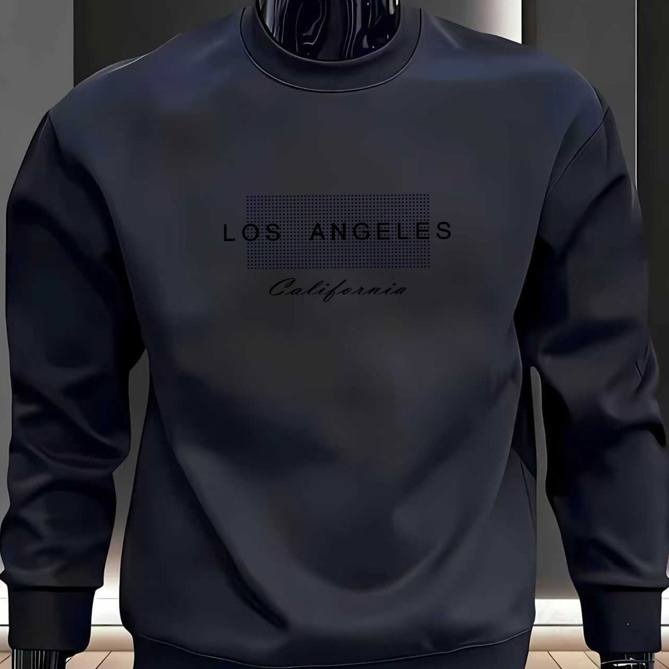 TEMU Men's Fashion Trending Regular Crew Neck Sweatshirt, Simple Casual , Long Sleeve Crew Neck Heat Transfer Print Sweatshirt