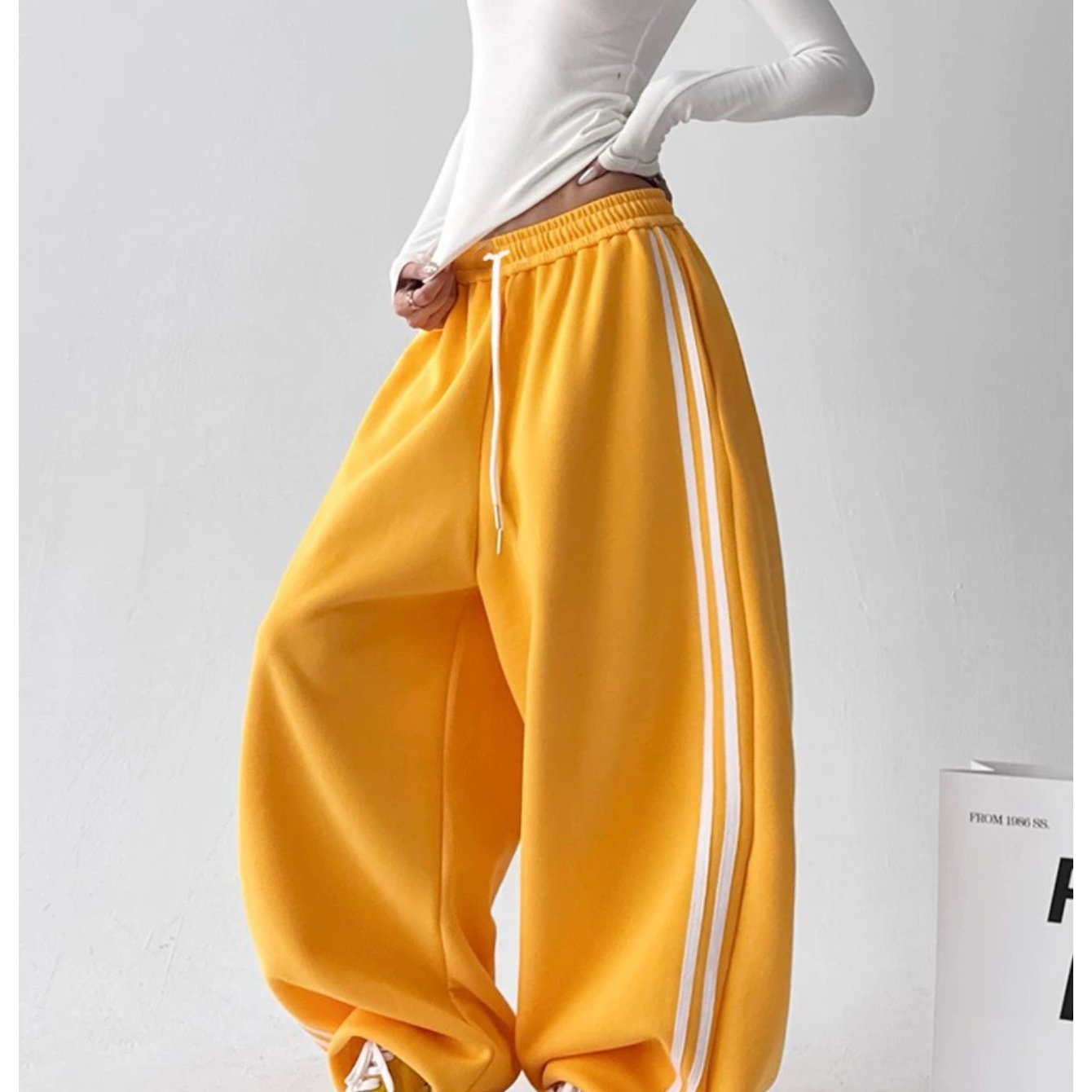Image of Y2k Women's Design Side Stripe Straight-leg Pants, Dopamine Color Palette, Versatile For Daily Casual Wear