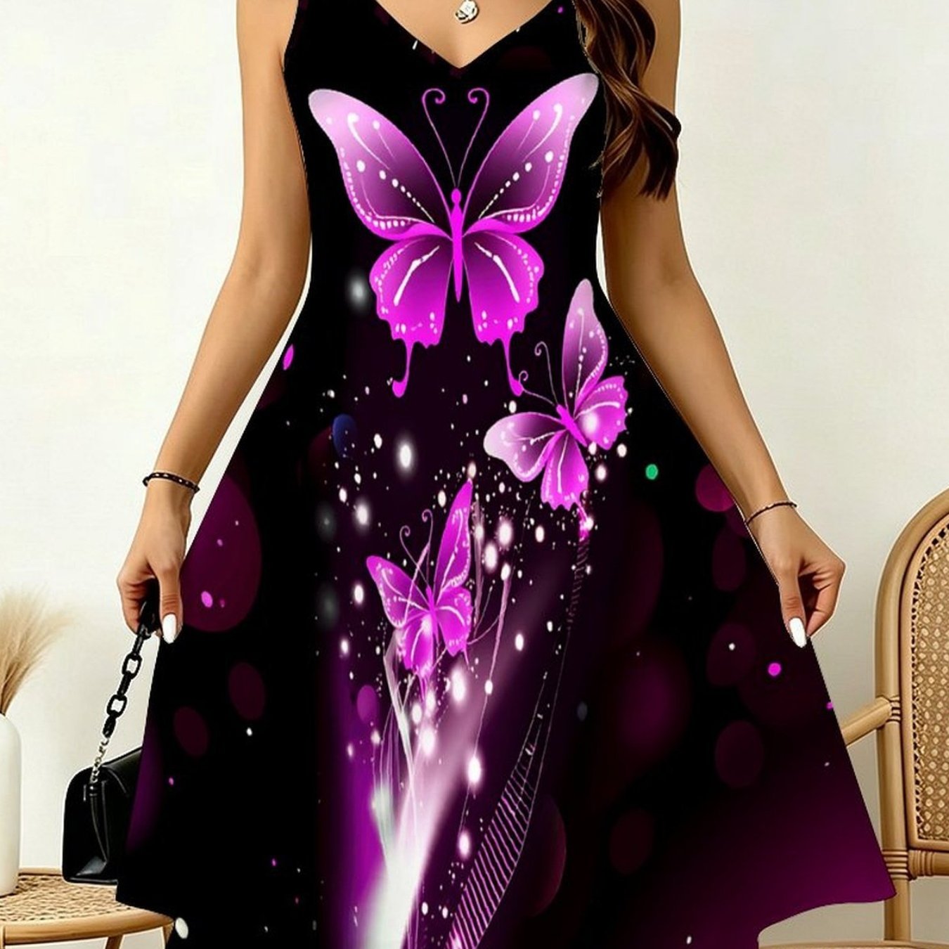 Image of Plus Size, Ladies' Fashionable Large-sized Vest Dress, With A Double Swallow-tail , Is Stylish, Elegant And Versatile