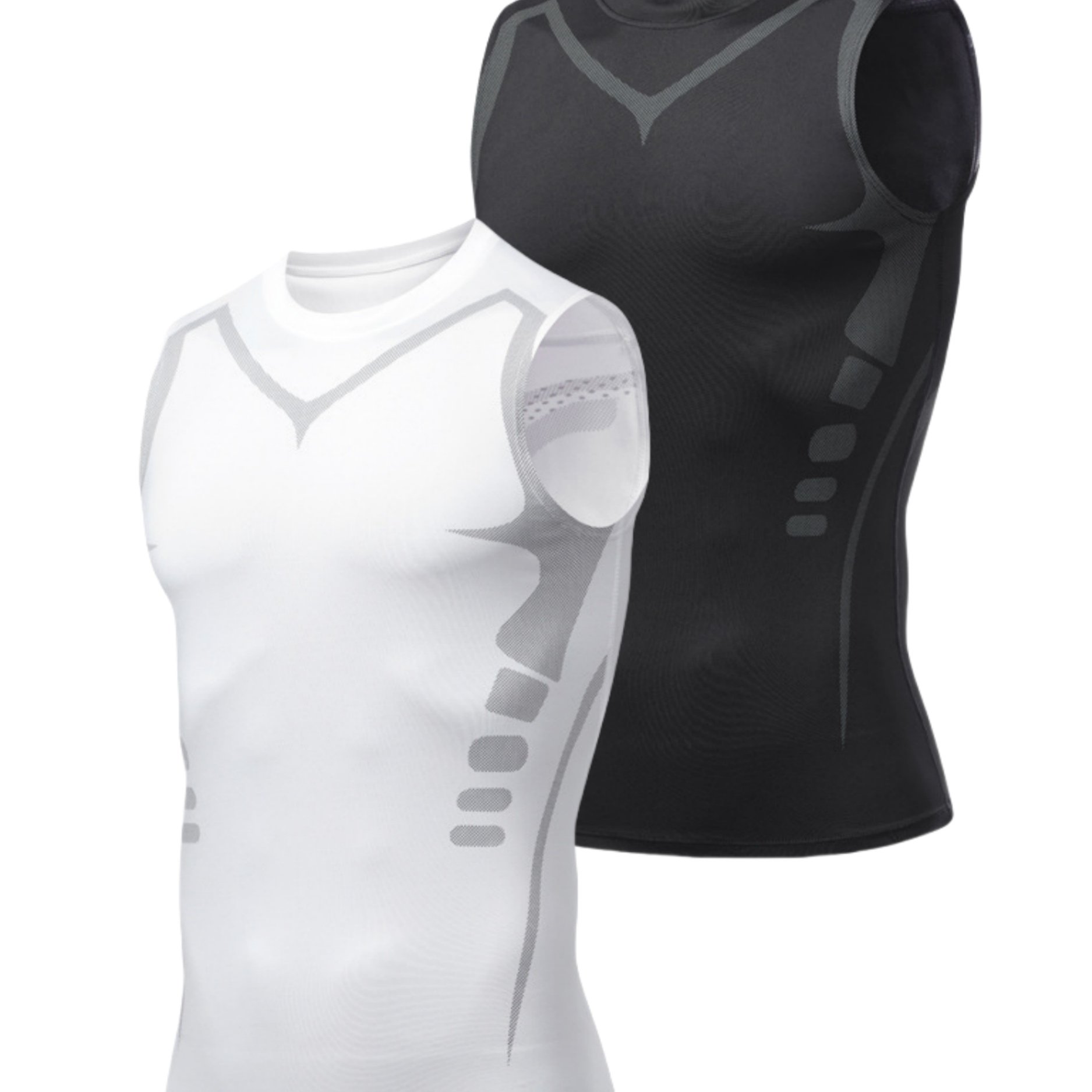 E-shop 2-teiliges schnelltrocknendes Tanktop für Herren, atmungsaktives, ärmelloses Kompressionsunterhemd mit Rundhalsausschnitt, ideal für