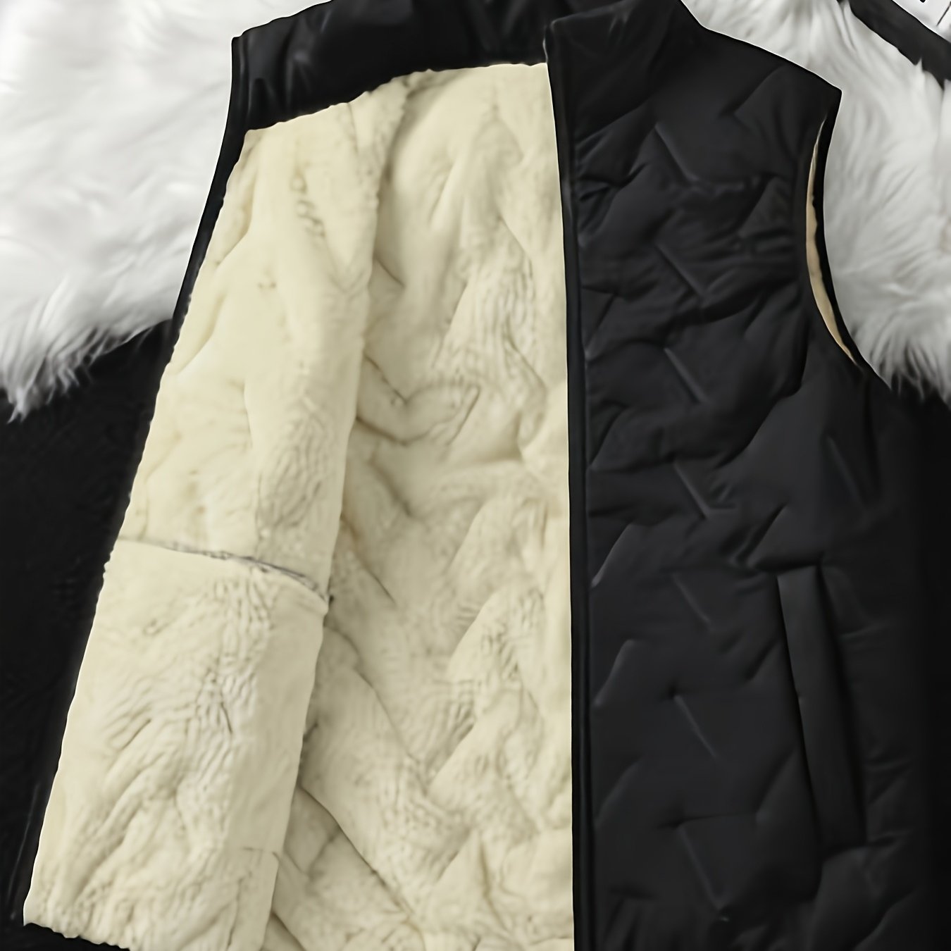 TEMU Men's Fleece-lined Work Vest, Collar, Thickened Outdoor Sports Vest, Warm Collar Jacket Winter Clothes For Men
