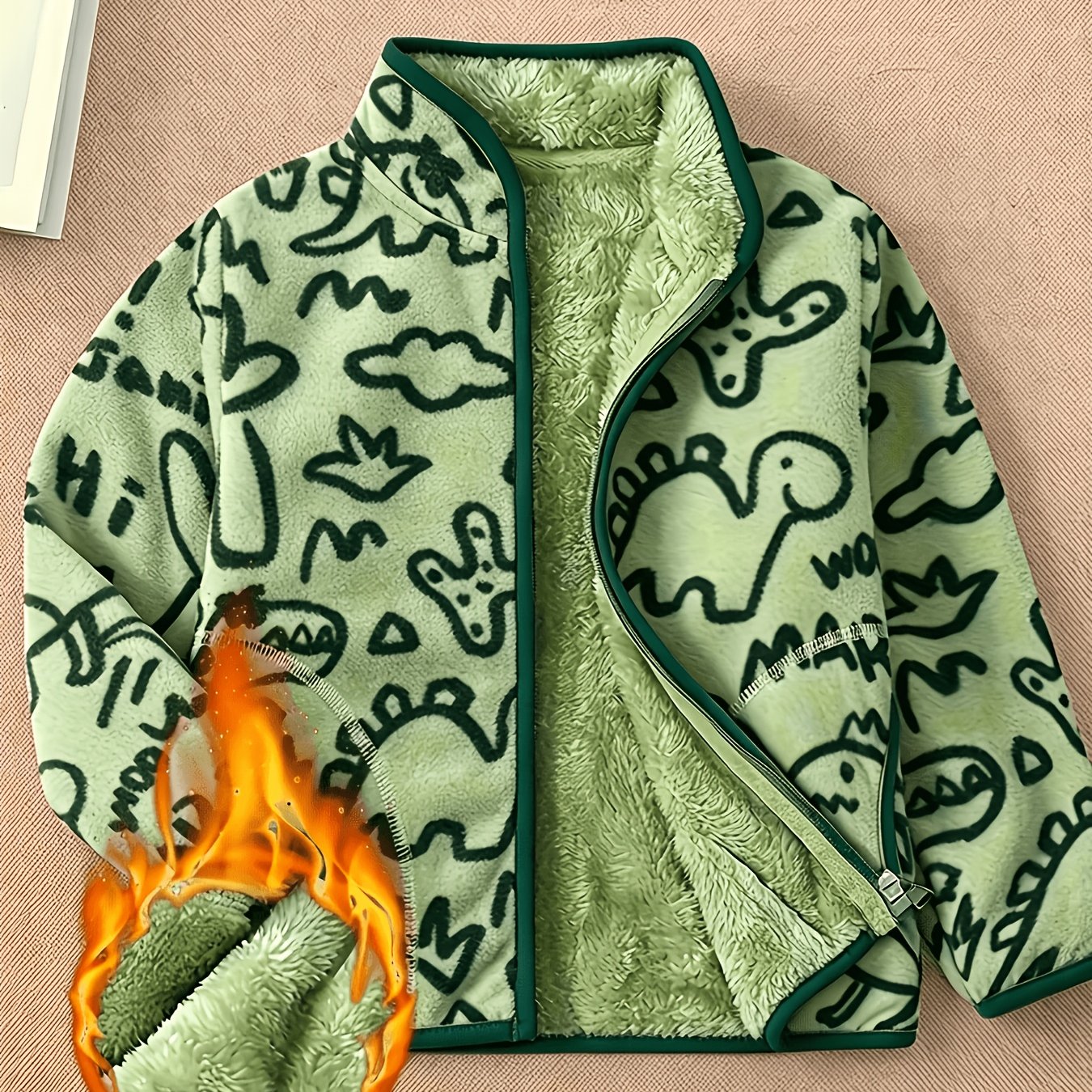 Kids' Fleece-lined Thickened Jacket Autumn Winter Warm Fleece Coat