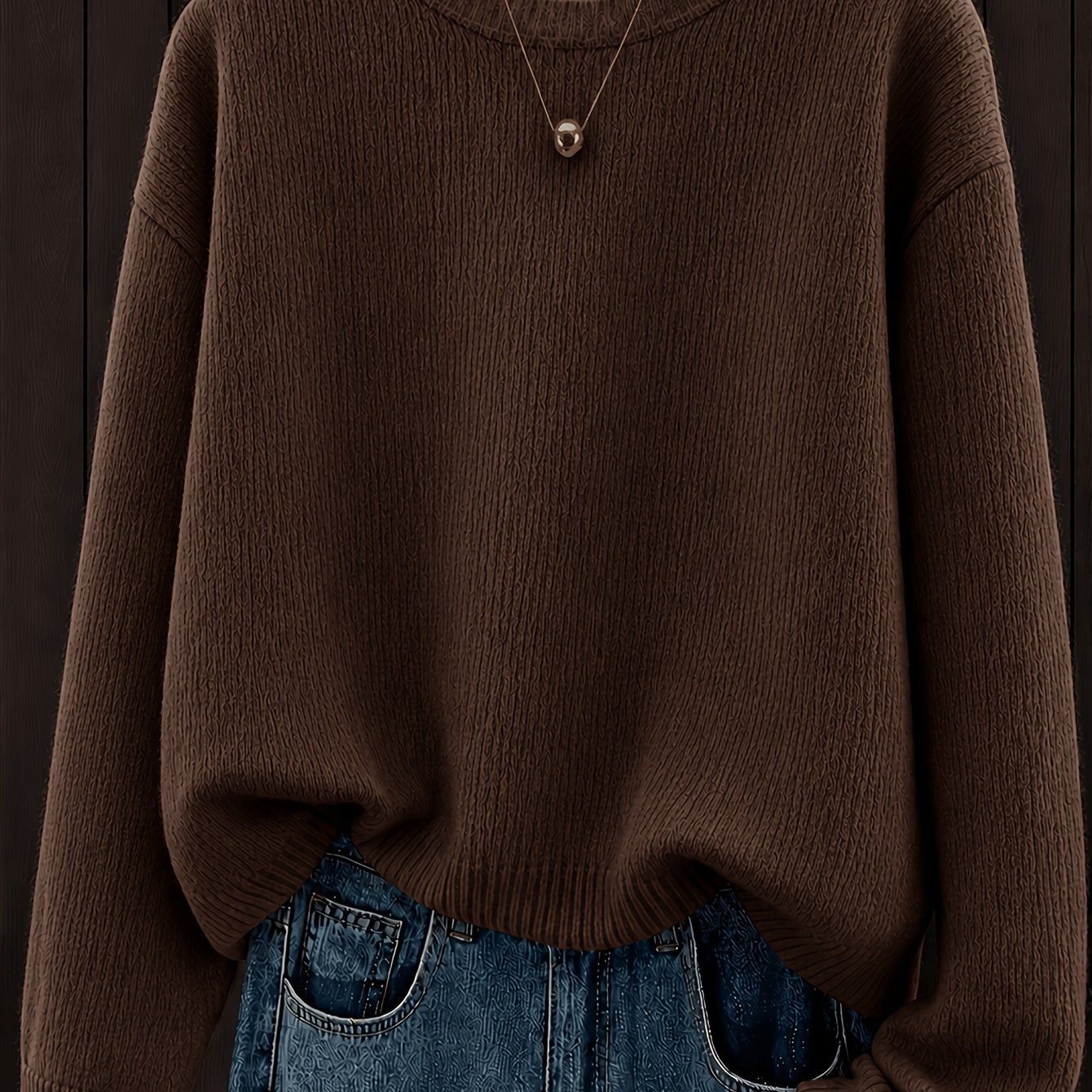 TEMU Women's Soft Sweater - Solid Color Round Neck Pullover Sweater Suitable For , Machine Washable Warm Casual Sweating Top, Cozy Knitwear For Fall