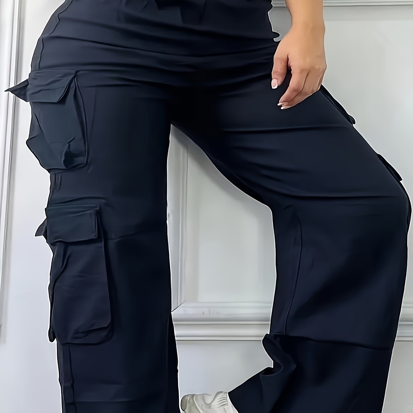Image of Plus Size, Oversized Cargo Pants - Loose Fit Multi-pocket Pants Suitable For Travel, Outdoor & Daily Use - Machine Washable Straight- Casual Trousers With Utility Pockets