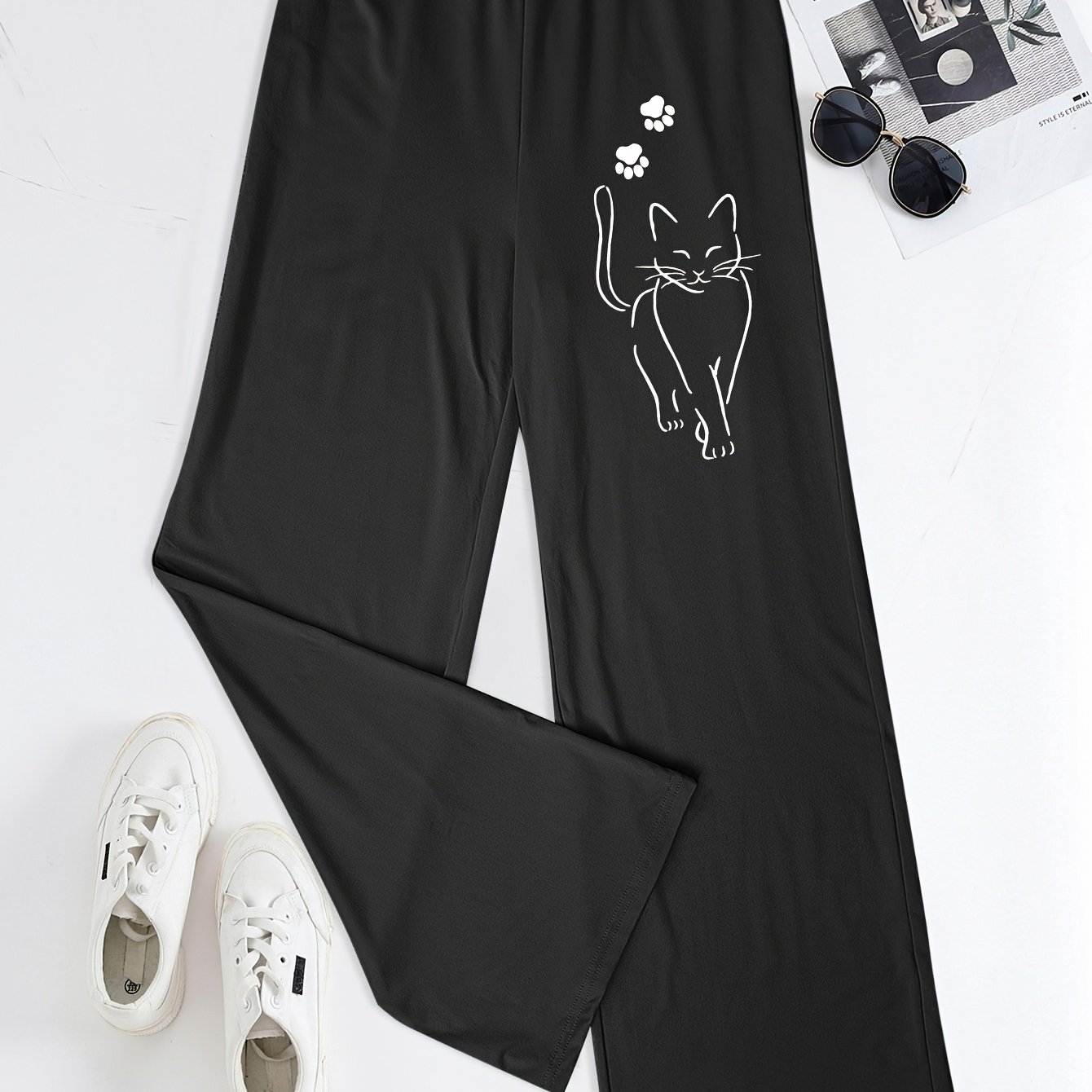 TEMU New Women's Cat Print Long Pants For Spring And