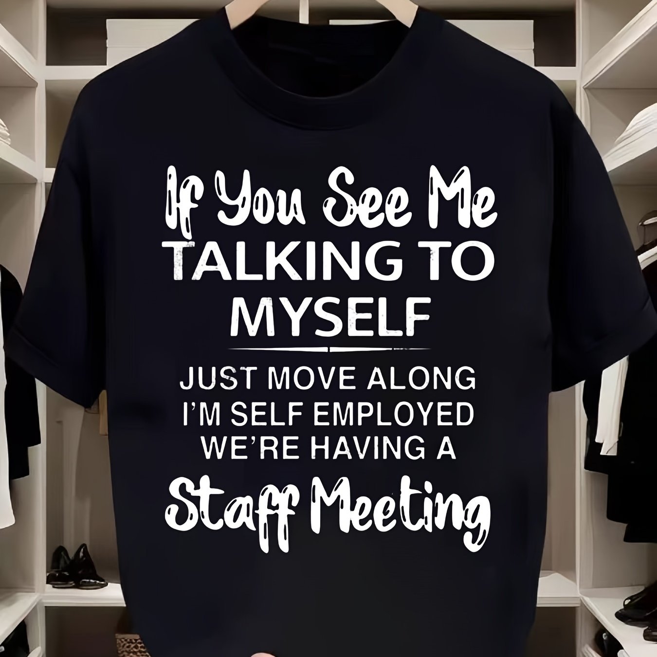 TEMU Chatting With , Please Move Away. I'm A , And Having A Staff Meeting. T-shirt. A Fun Gift, Suitable For Women And Men, For Humorous Casual Wear